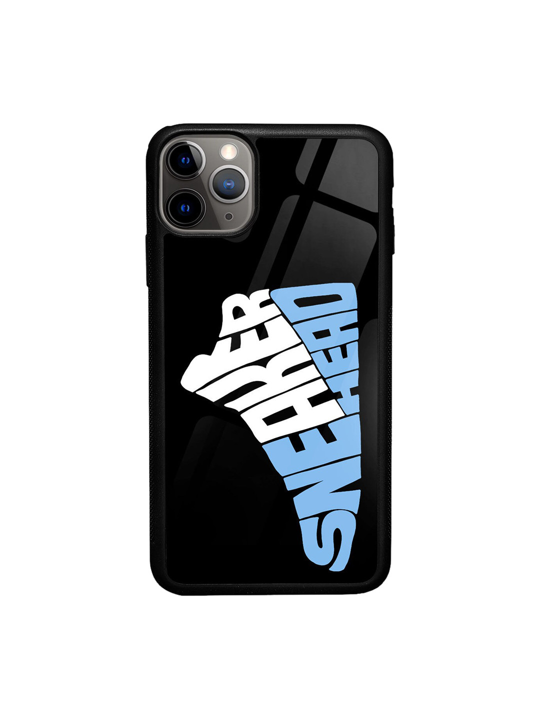 

macmerise Printed Glass iPhone 11 Pro Max Back Case, Black
