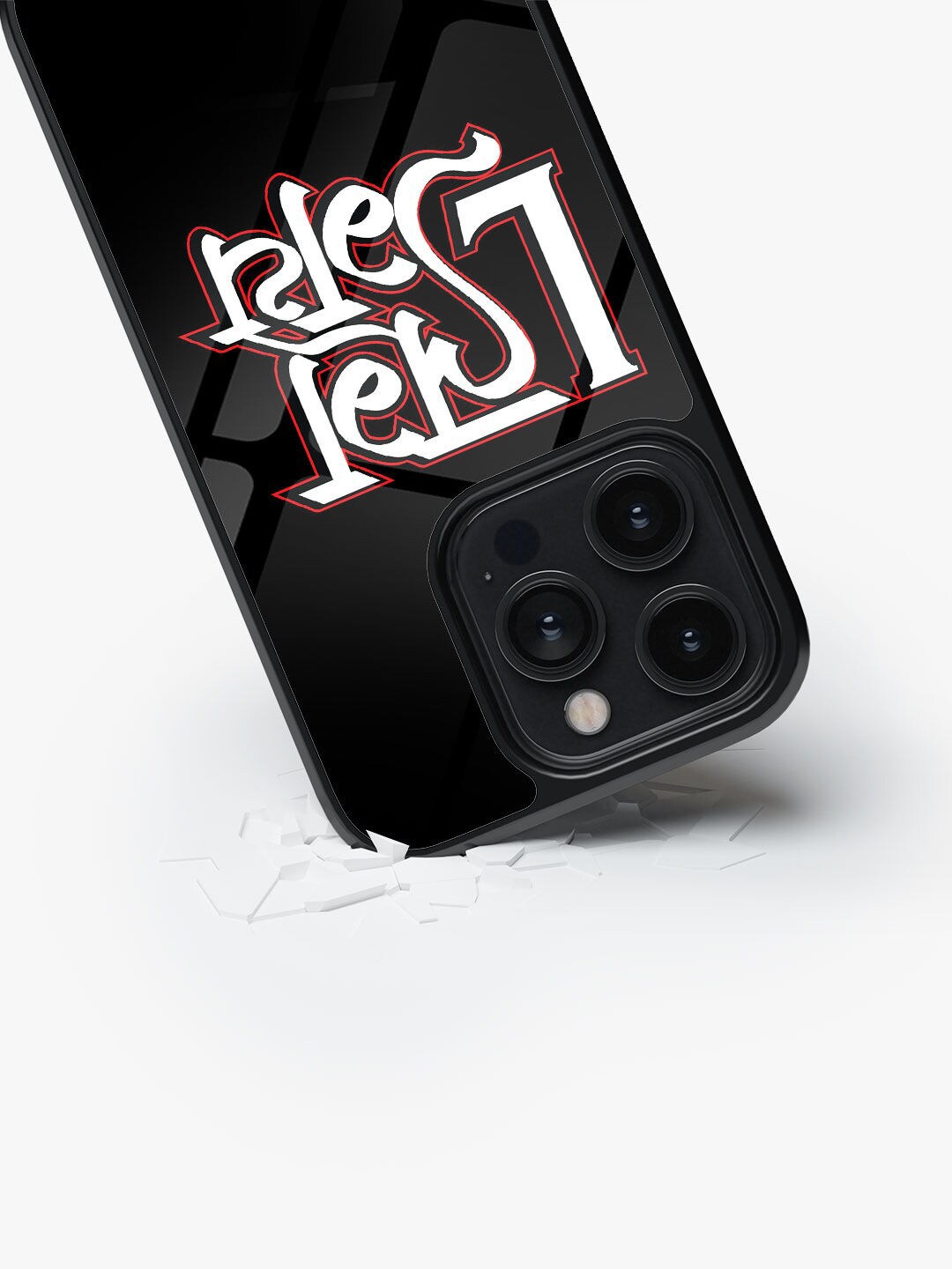 

macmerise Typography Sneakerhead L Printed iPhone 14 Pro Glass Case, Black