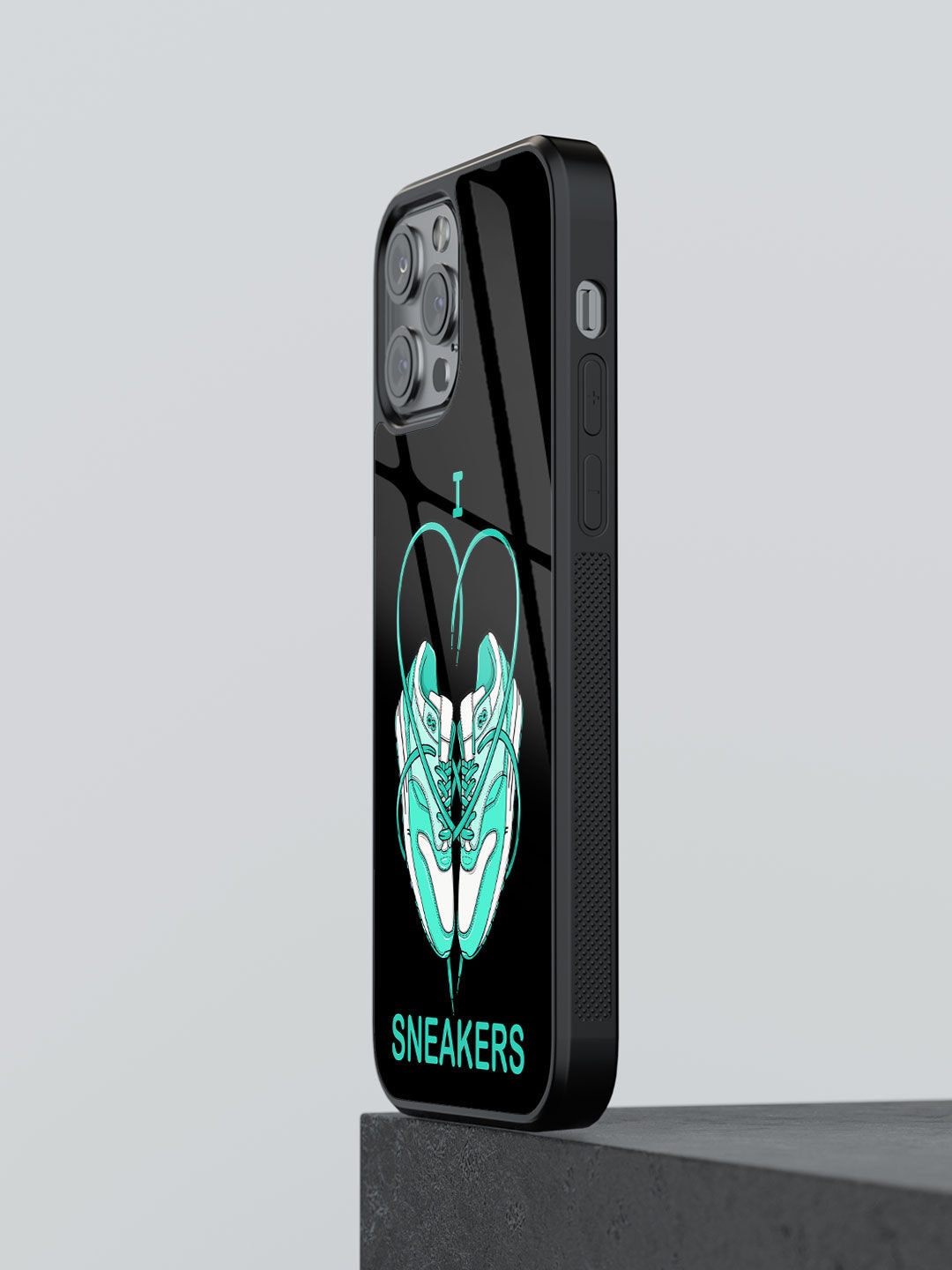 

macmerise Printed Glass iPhone 12 Pro Back Case, Black