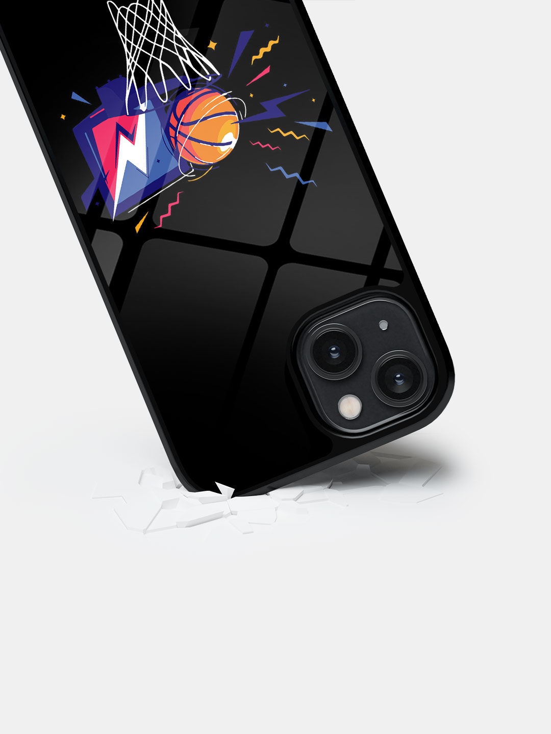 

macmerise Sneakerhead Basket Printed iPhone 14 Glass Back Case, Black