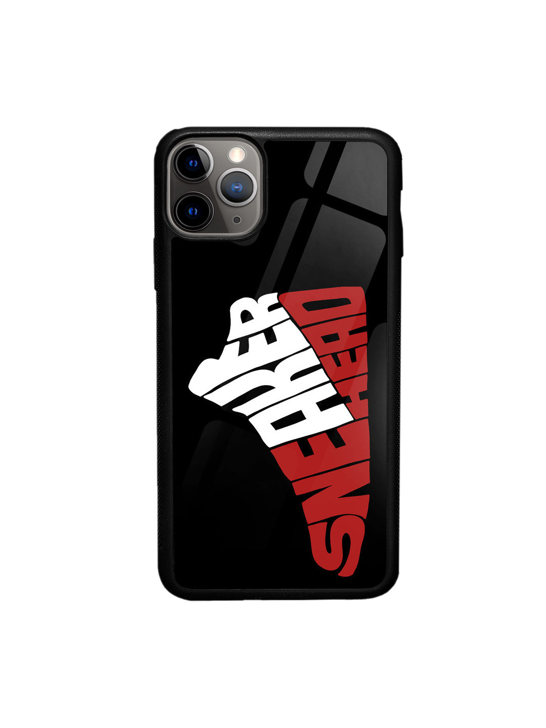 

macmerise Printed Glass iPhone 11 Pro Max Back Case, Black