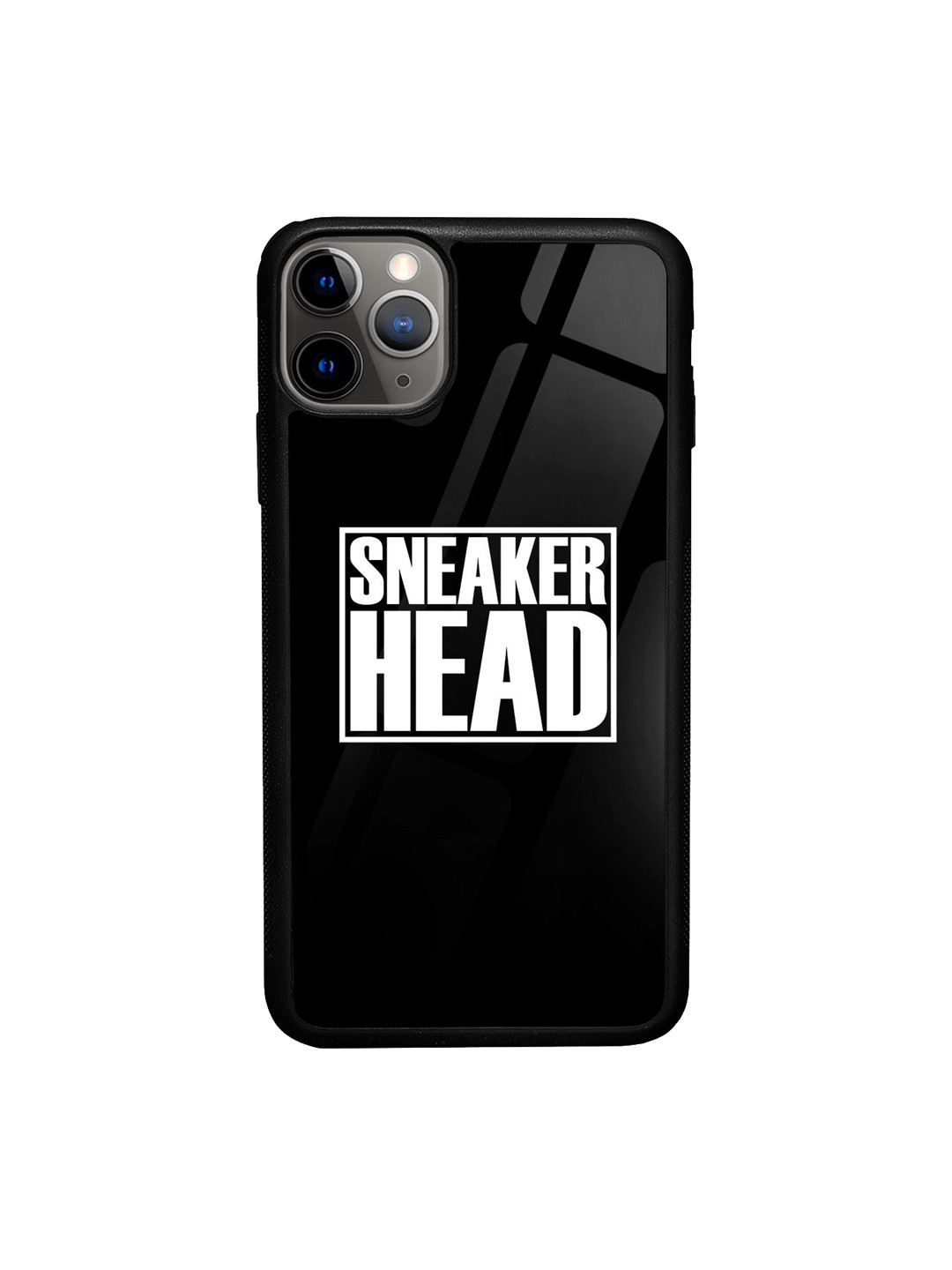 

macmerise iPhone 11 Pro Max Printed Glass Back Case, Black