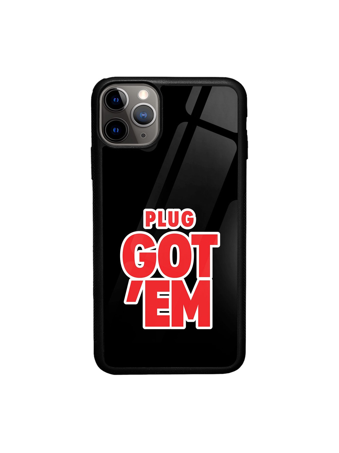 

macmerise Printed Glass iPhone 11 Pro Max Back Case, Black