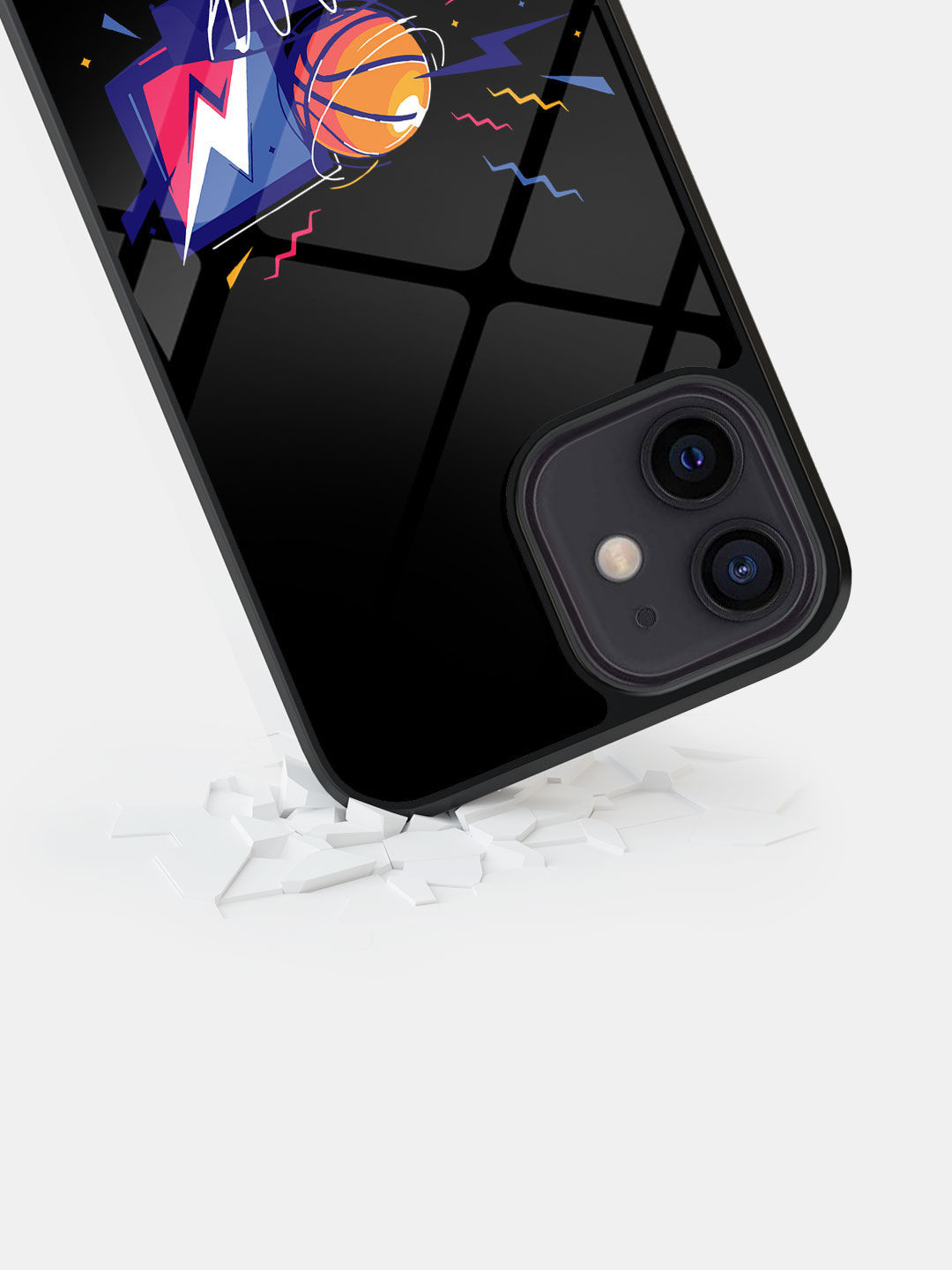 

macmerise iPhone 12 Sneakerhead Basket Printed Glass Back Case, Black