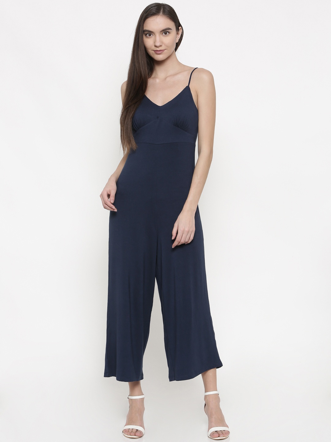 

Ginger by Lifestyle Navy Blue Solid Basic Jumpsuit
