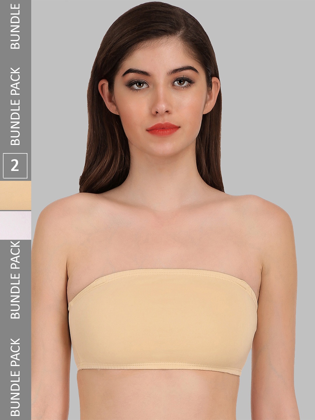 

SELFCARE Pack of 2 Soft Cotton Sinker Strapless Bandeau Bras, Beige
