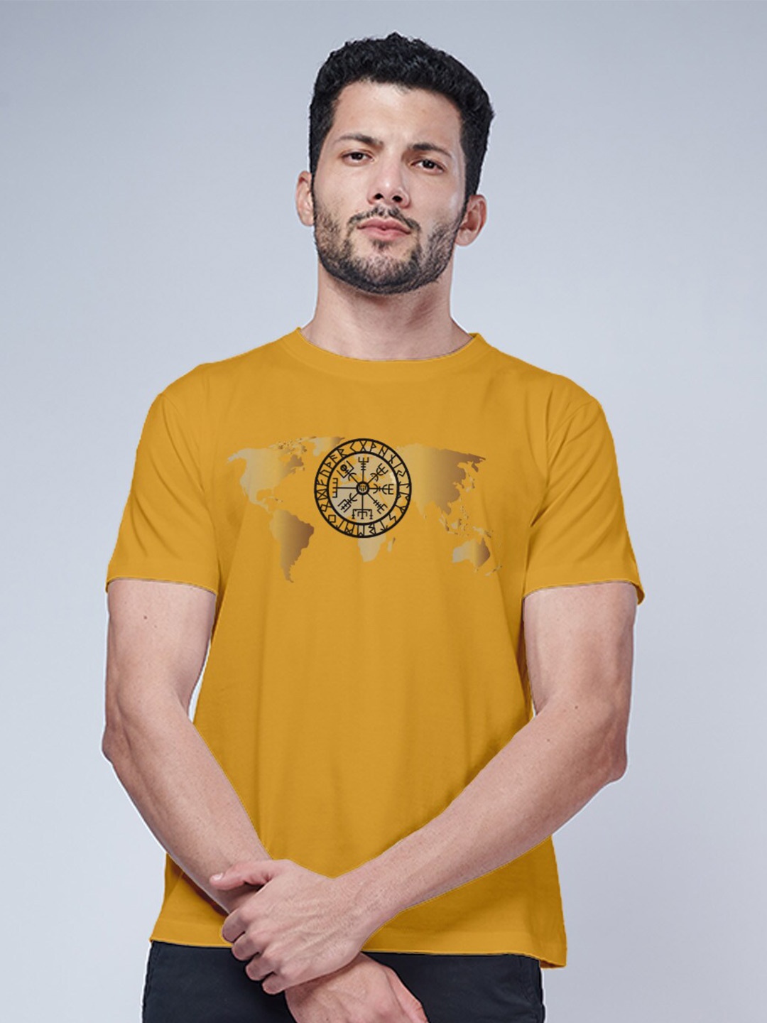 

Aero Armour Graphic Printed Regular Fit Pure Cotton T-shirt, Yellow