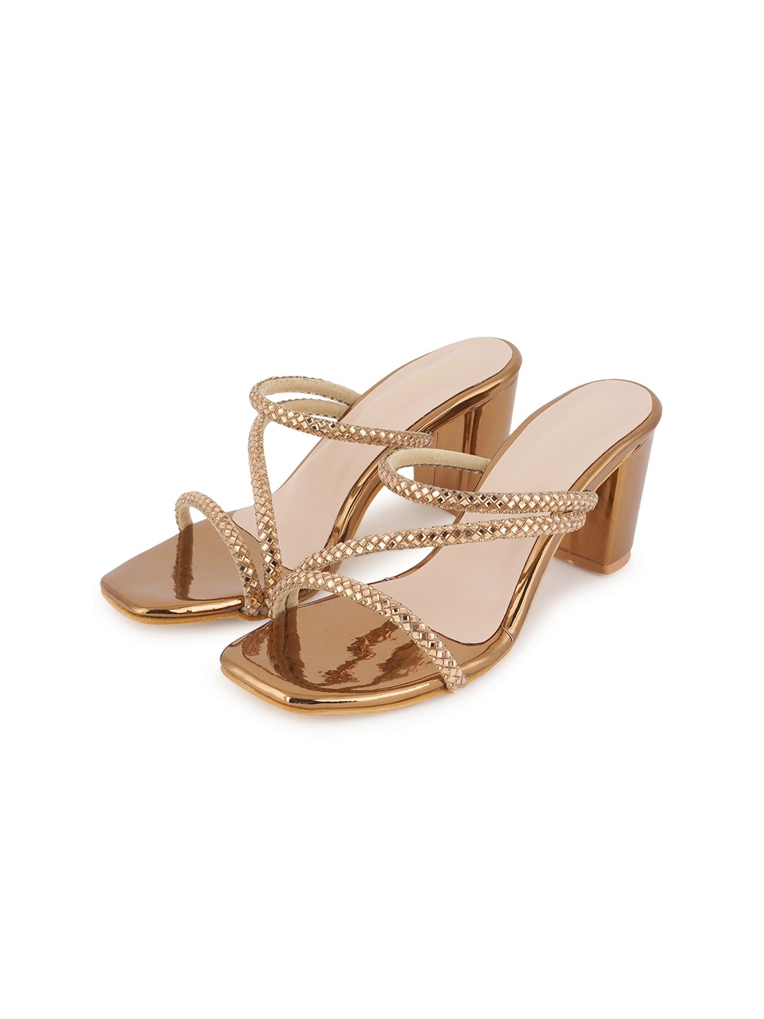 

SCENTRA Embellished Party Block Heels, Copper