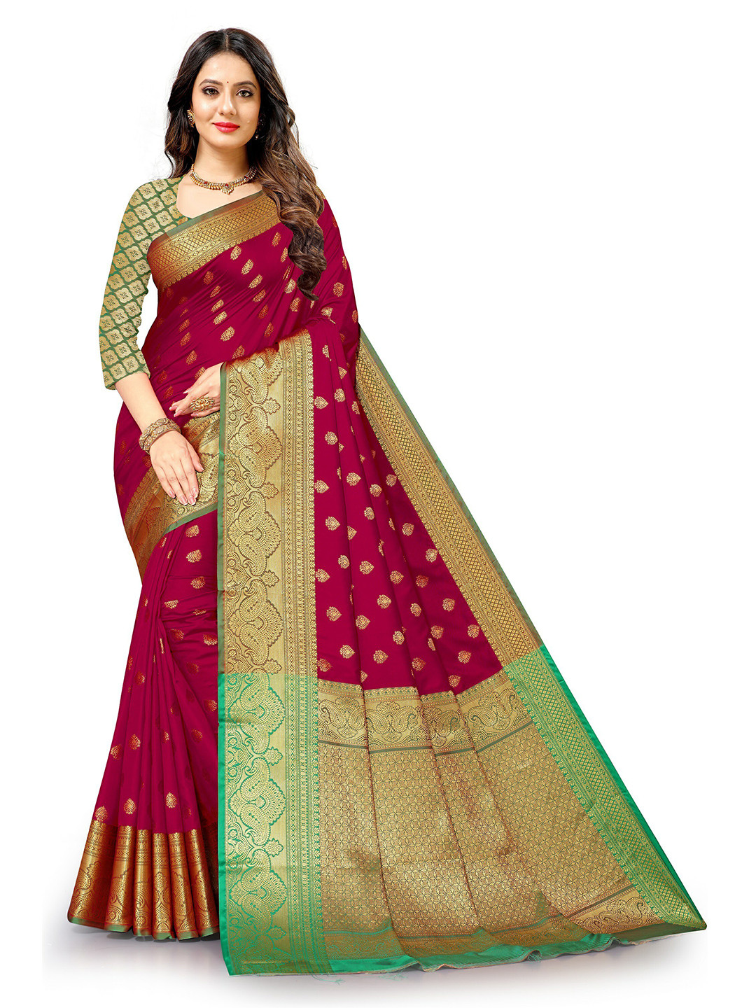 

CLEMIRA Ethnic Motifs Woven Design Zari Saree, Maroon