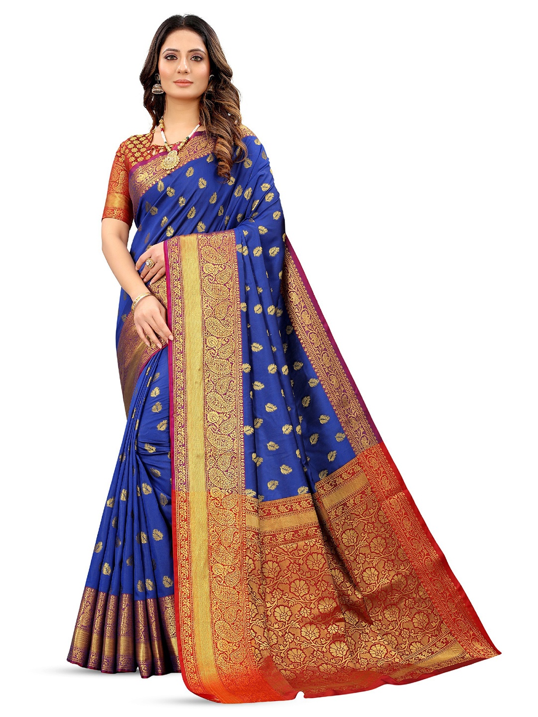 

CLEMIRA Woven Design Zari Saree, Blue