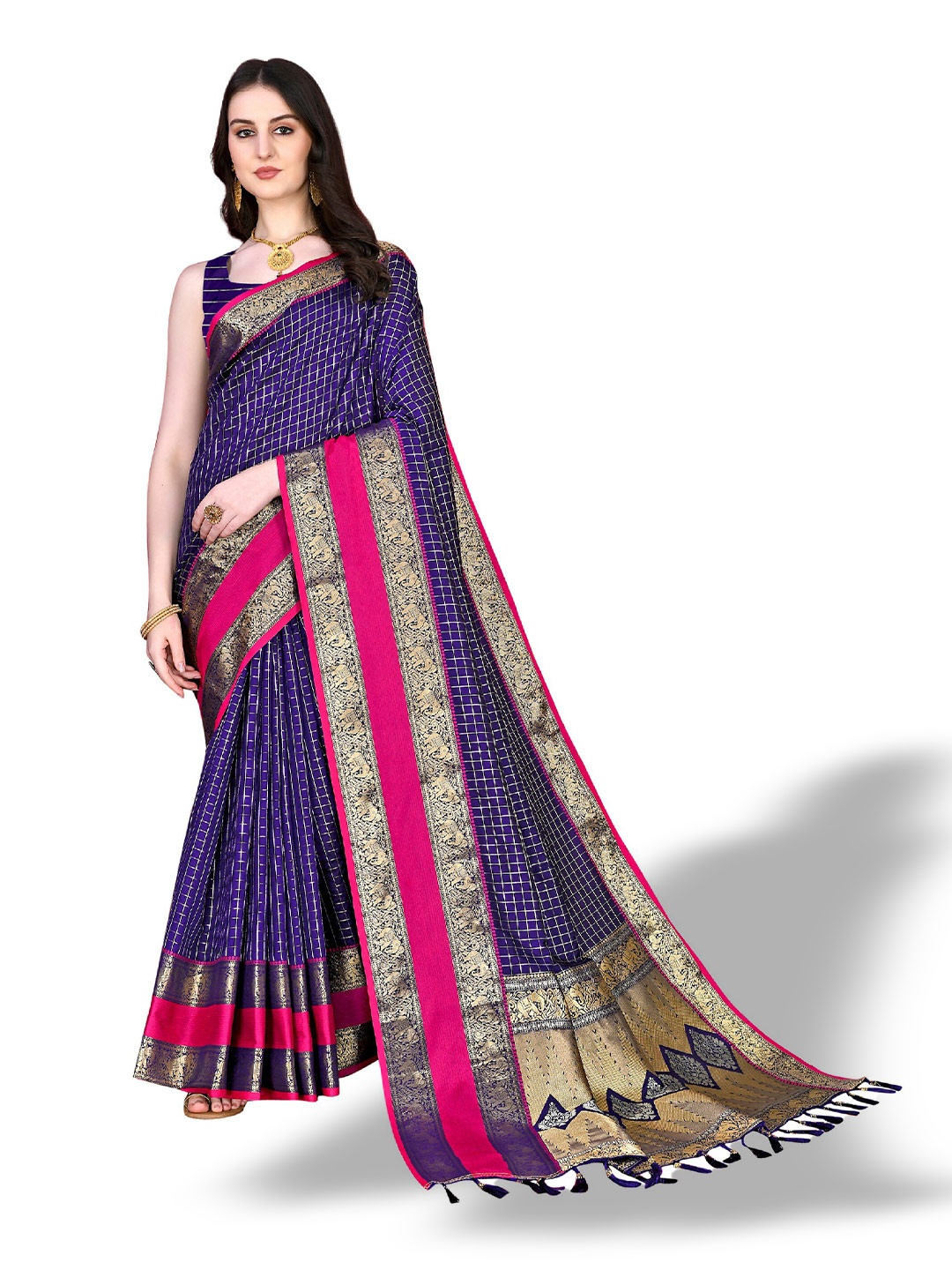 

CLEMIRA Woven Design Zari Saree, Purple