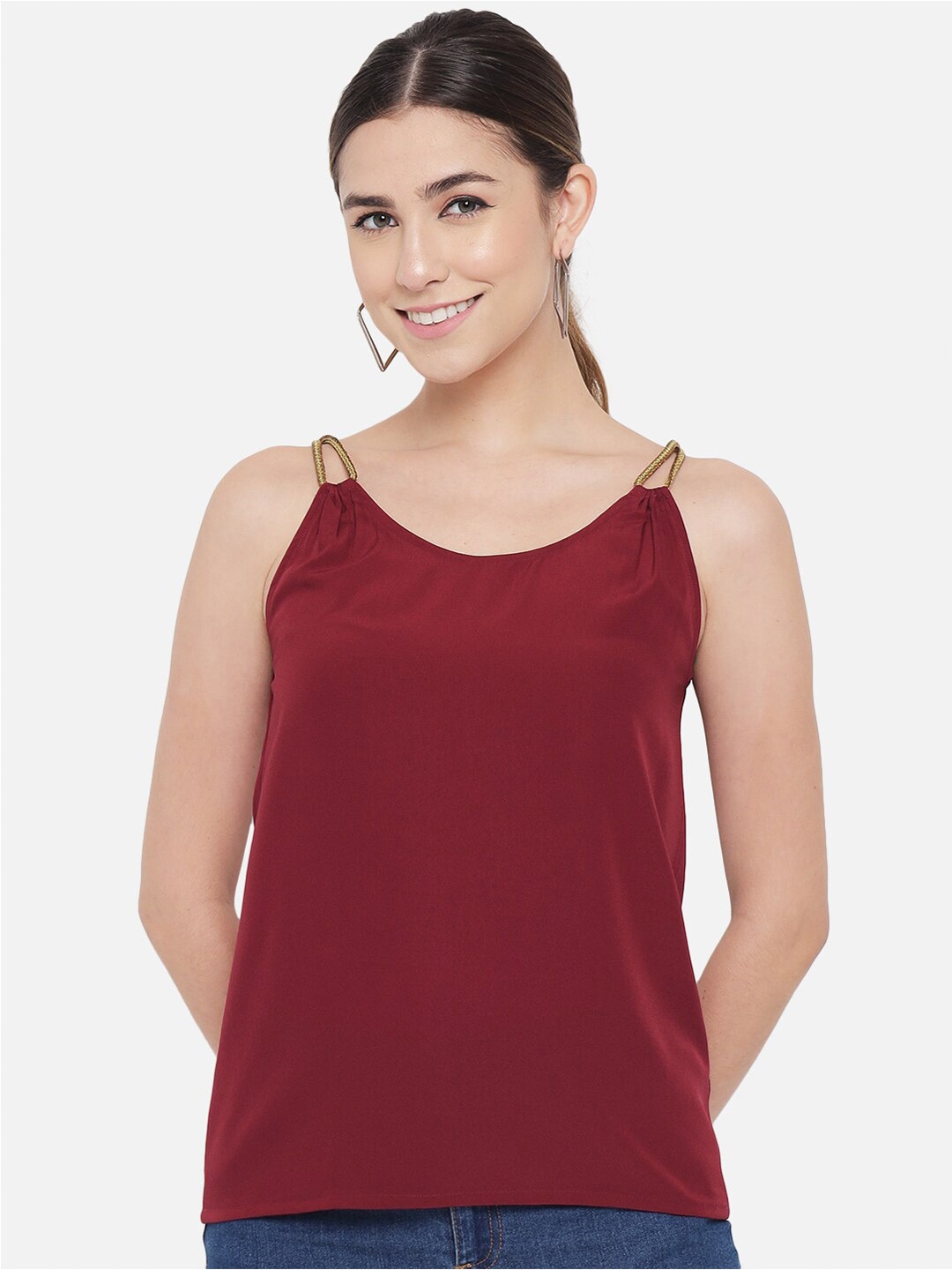 

BAESD Shoulder Straps Crepe Top, Red