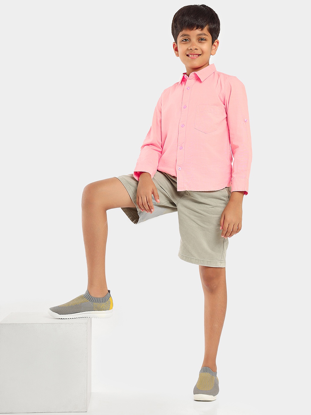 

LilPicks Boys Smart Opaque Regular Fit Cotton Casual Shirt, Pink
