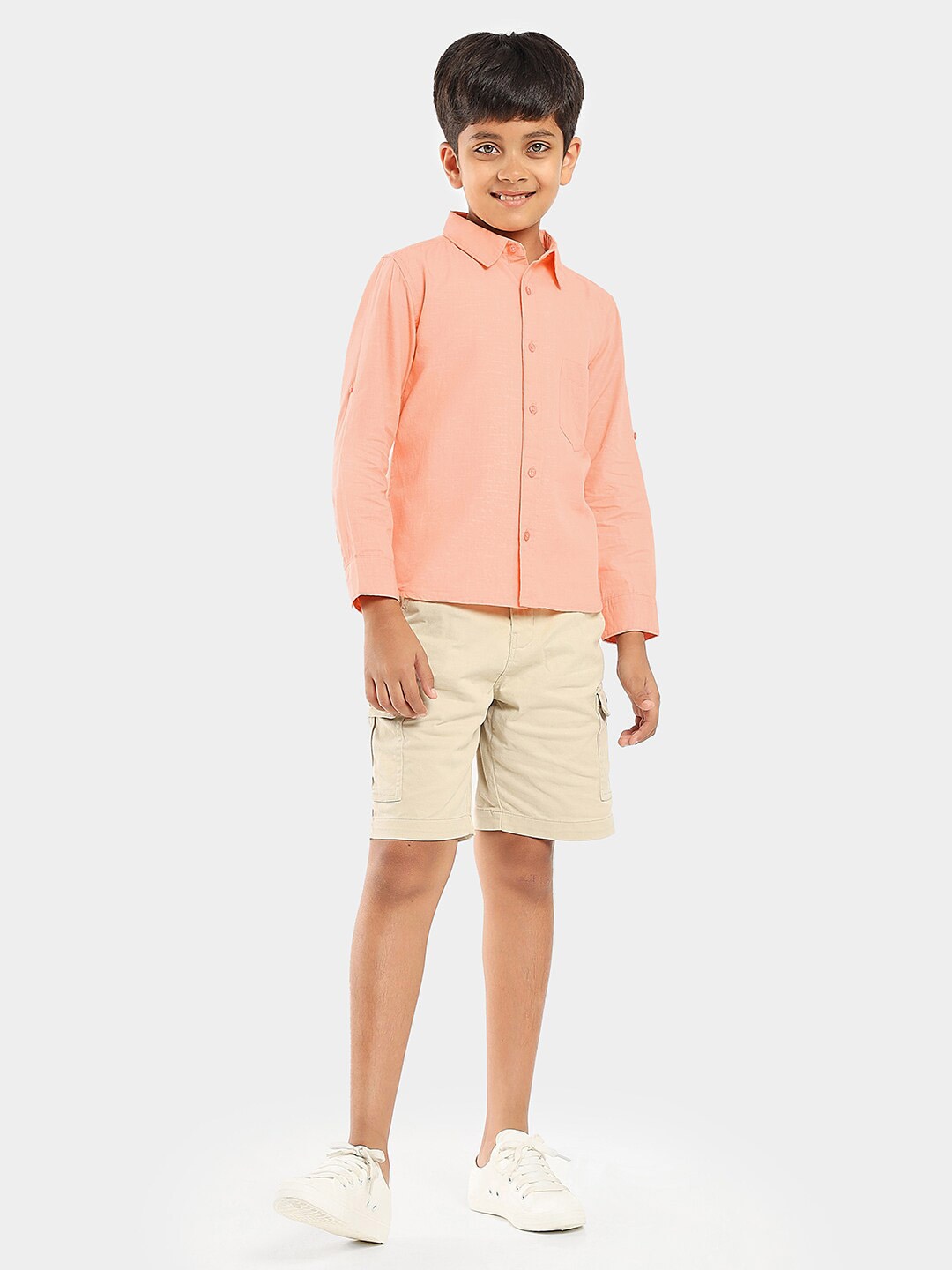 

LilPicks Boys Smart Opaque Regular Fit Pockets Cotton Casual Shirt, Orange