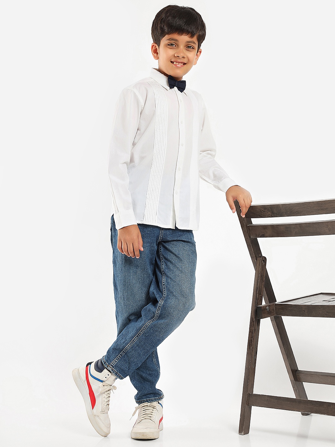 

LilPicks Boys Pintuck Smart Opaque Regular Fit Cotton Casual Shirt, White