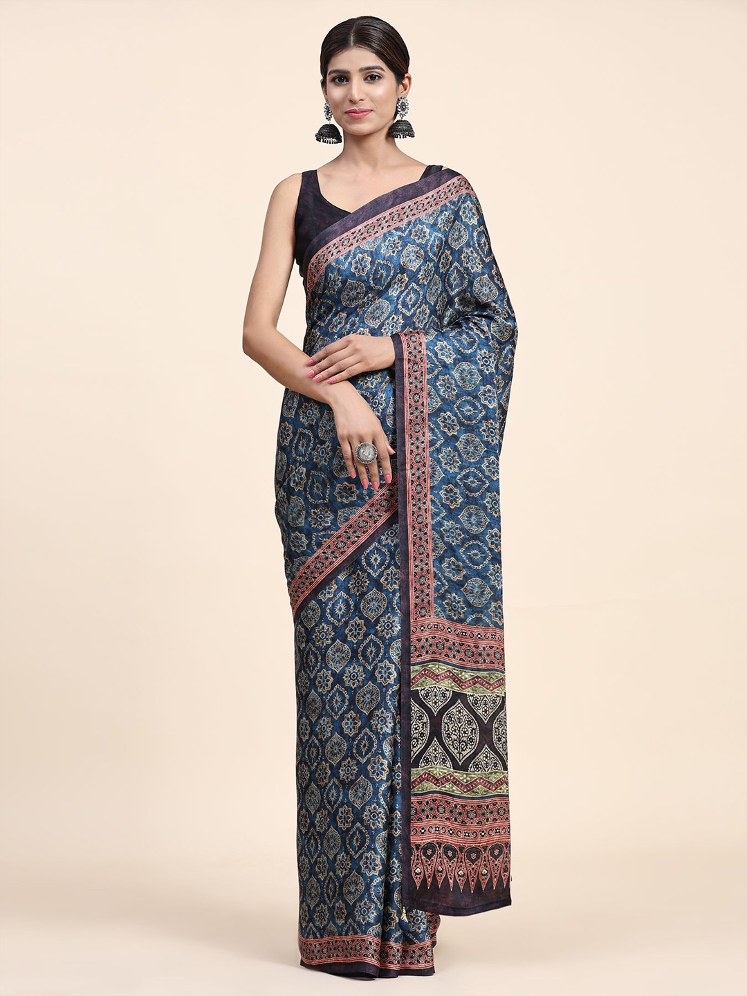 

Phenav Ethnic Motifs Printed Brasso Saree, Blue