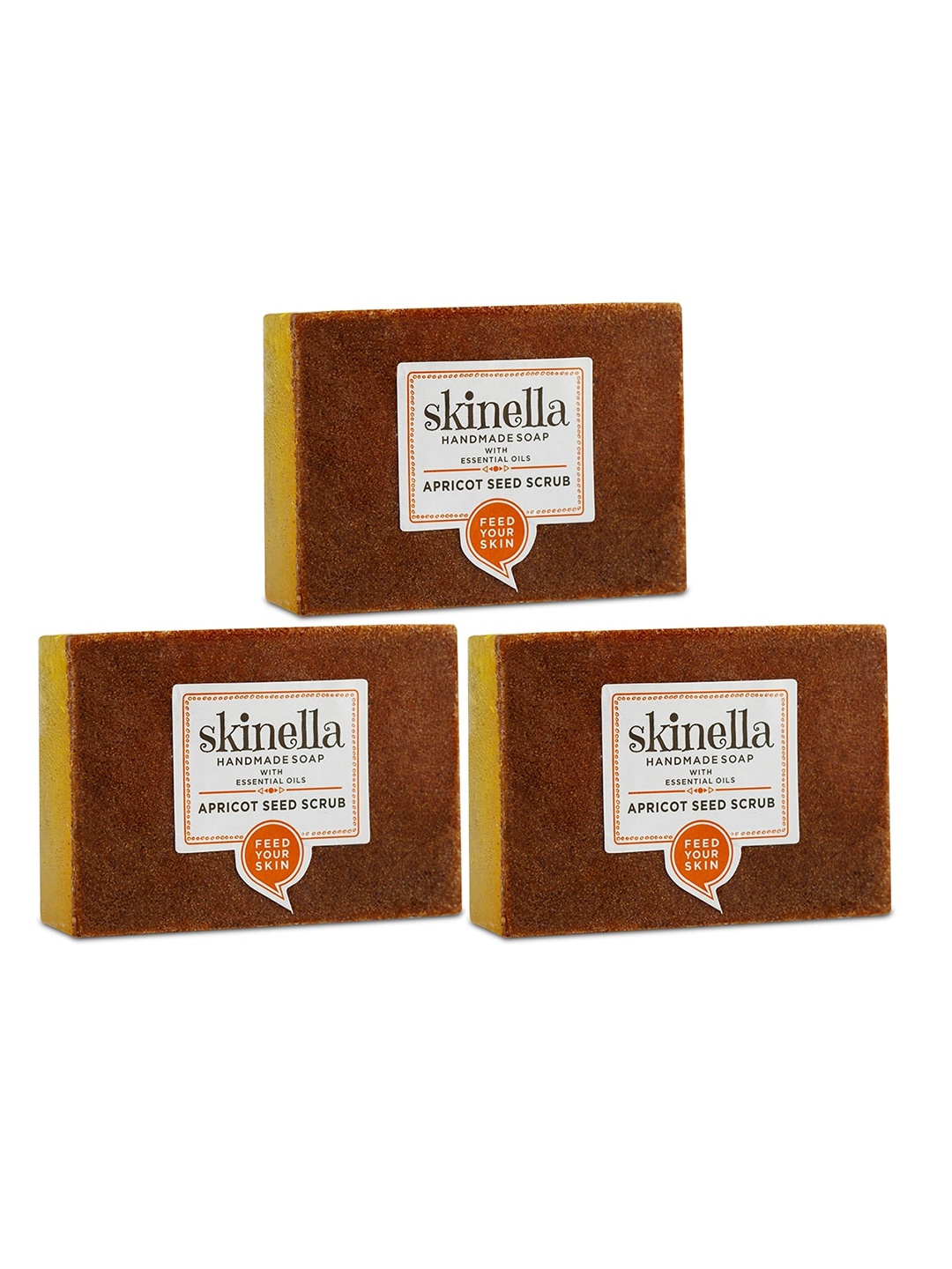 

skinella Pack of 3 Apricot Seed Scrub Handmade Soaps - 100g each, Brown