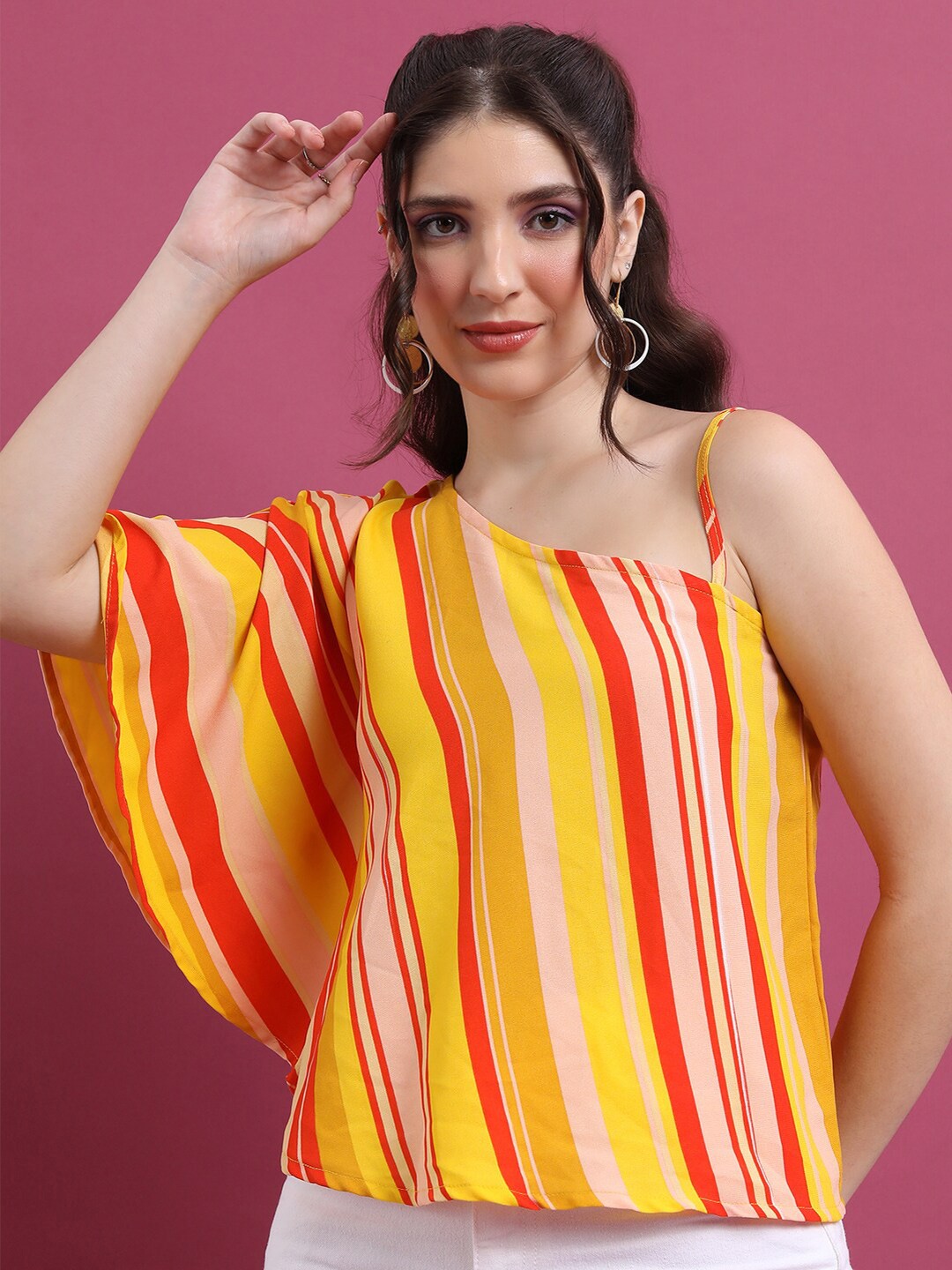 

Vishudh Striped Regular Top, Yellow