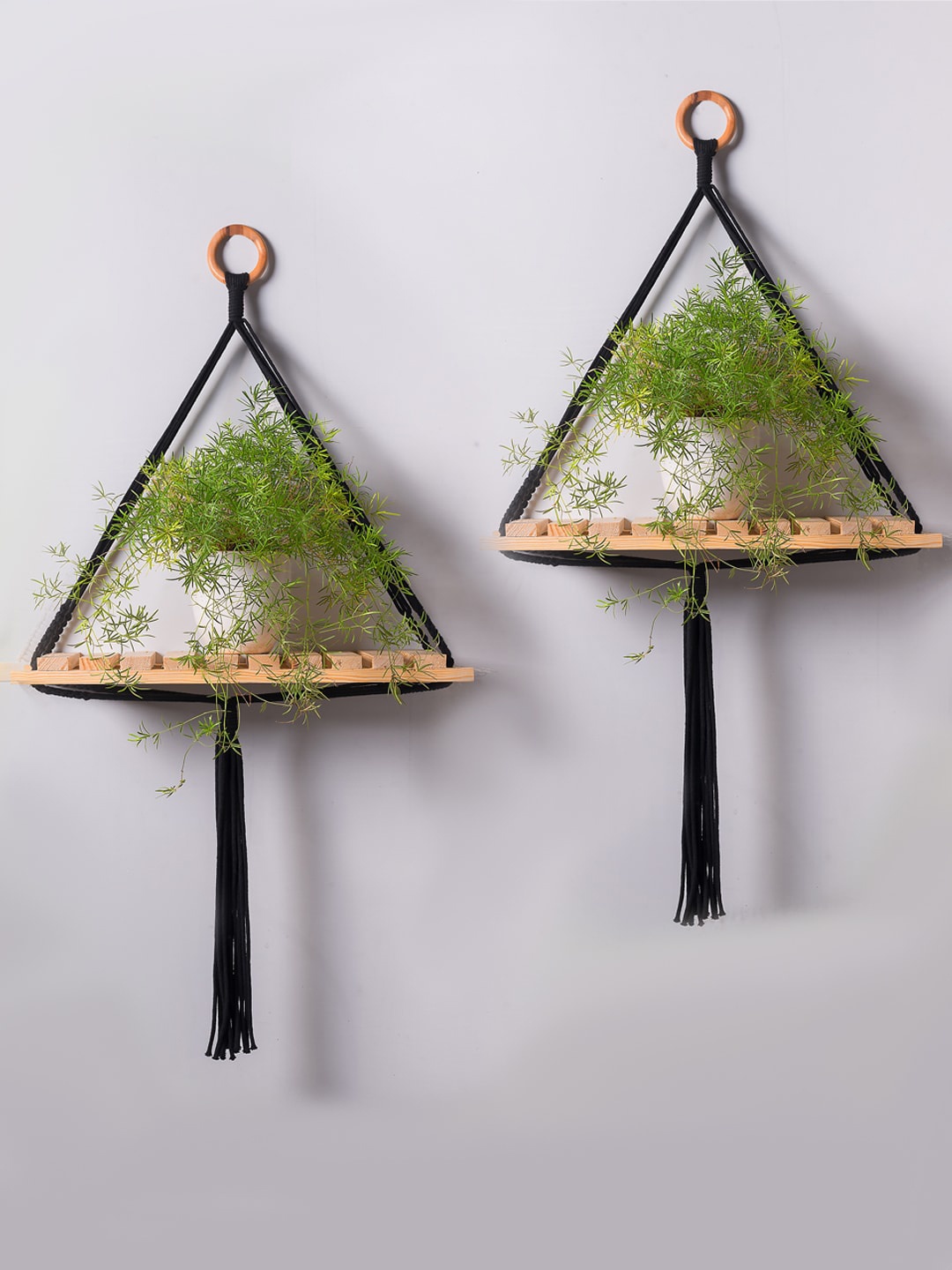 

Decazone Set of 2 Black & Beige Wood Shelf