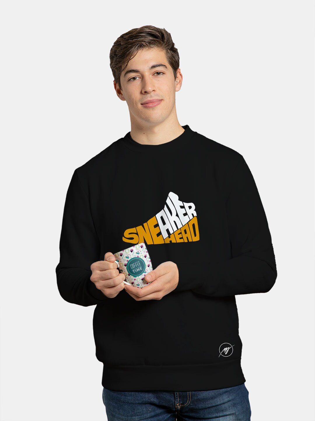 

macmerise Typography Printed Cotton Sweatshirt, Black
