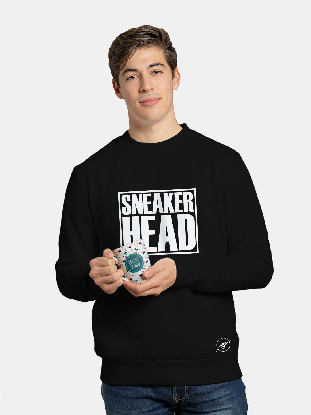 

macmerise Typography Printed Cotton Sweatshirt, Black