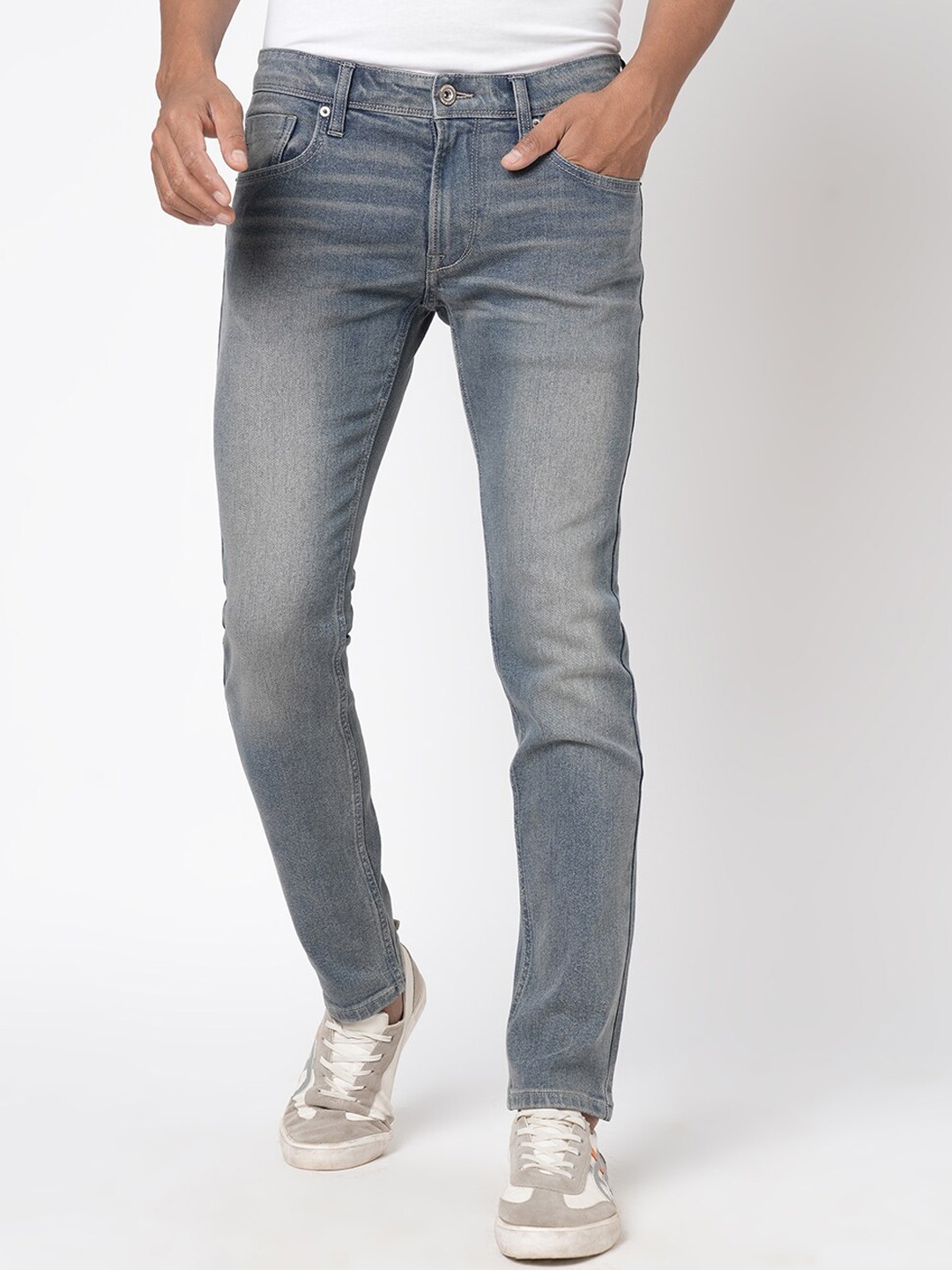

BEAT LONDON by PEPE JEANS Men Clean Look Low-Rise Light Fade Cotton Jeans, Blue