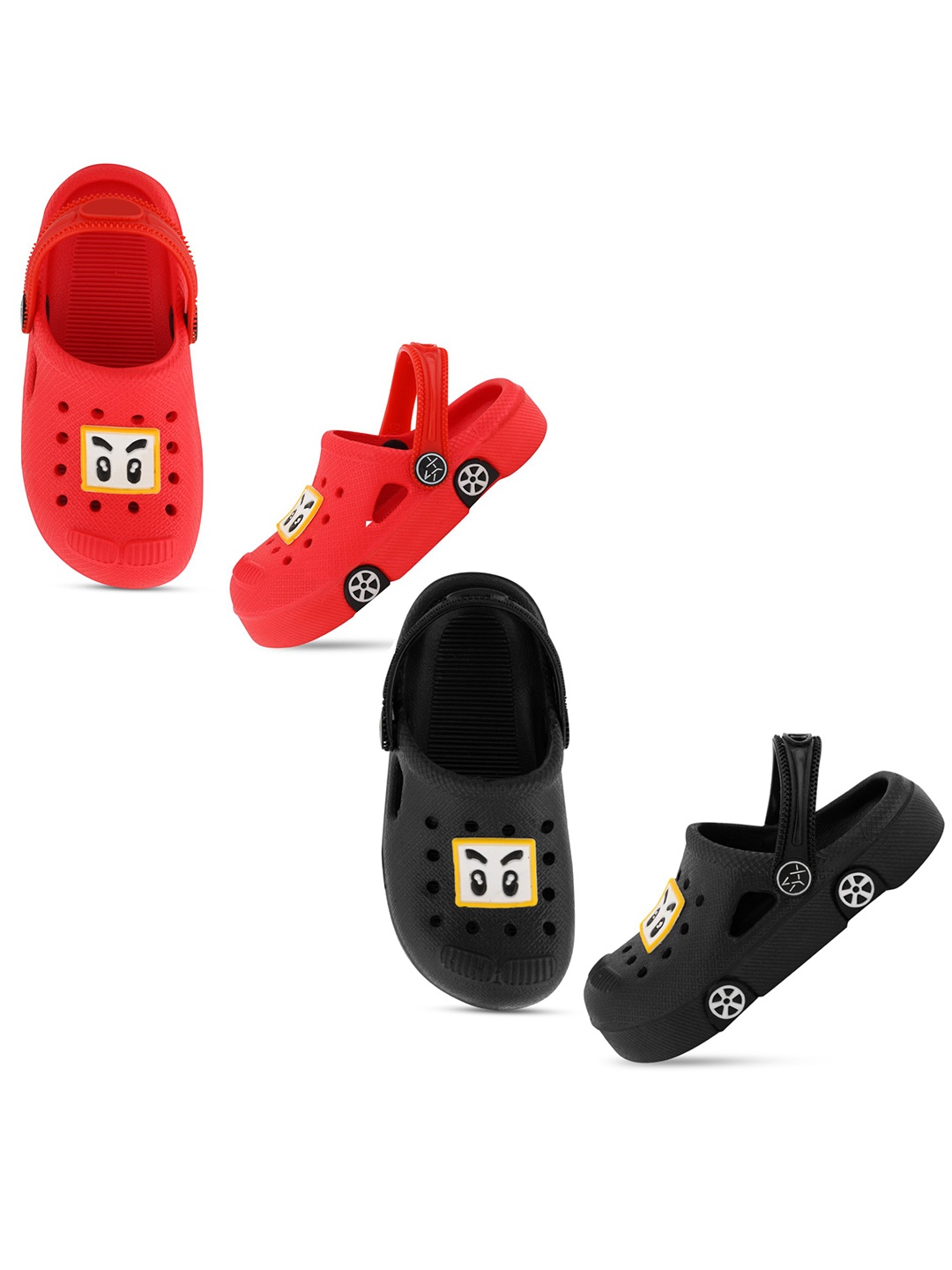 

Smartots Kids Set Of 2 Self Design Rubber Clogs, Red