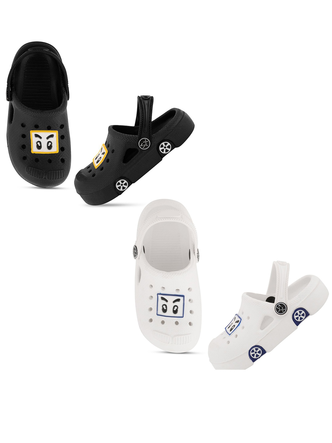 

Smartots Kids Set Of 2 Self Design Rubber Clogs, Black