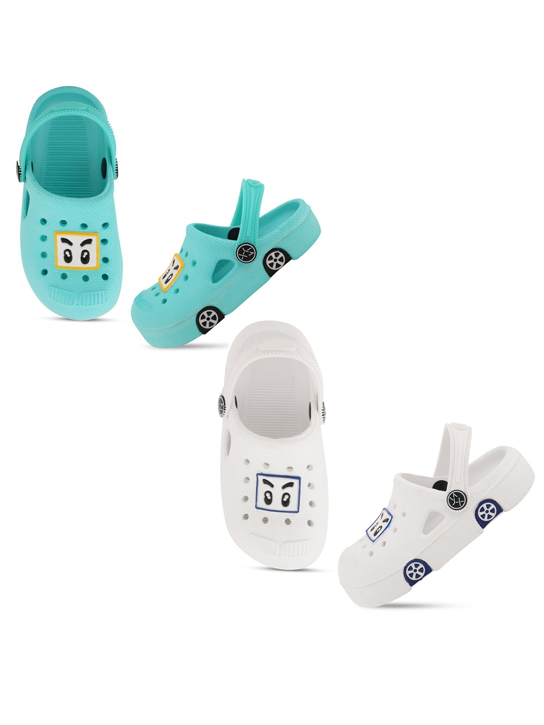 

Smartots Kids Set Of 2 Self Design Rubber Clogs, Green