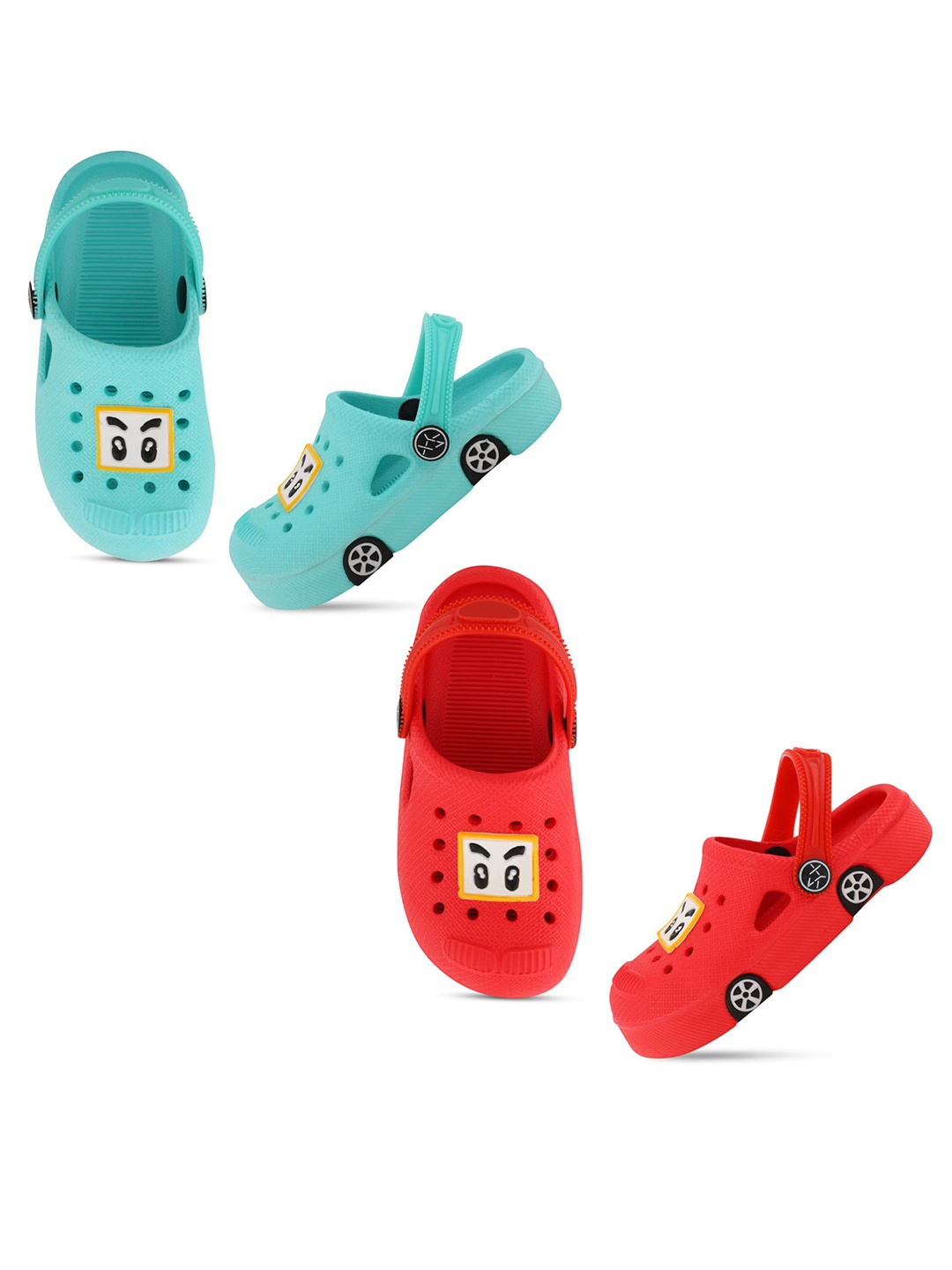 

Smartots Kids Set Of 2 Printed Rubber Clogs, Green