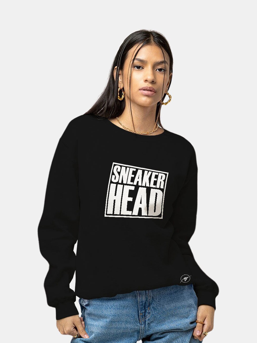 

macmerise Typography Printed Cotton Pullover, Black