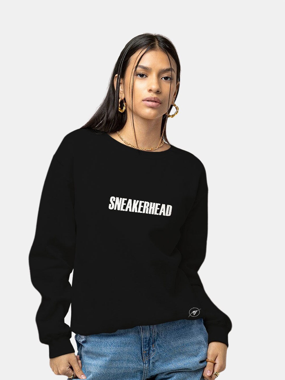 

macmerise Typography Printed Cotton Pullover, Black