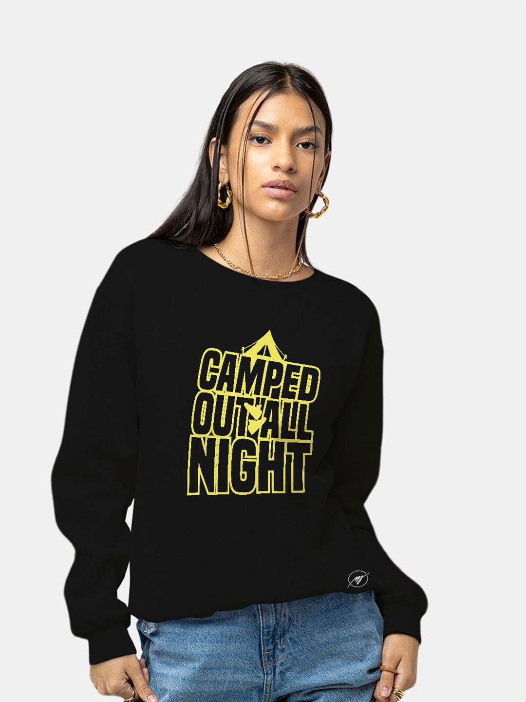 

macmerise Typography Printed Cotton Pullover, Black