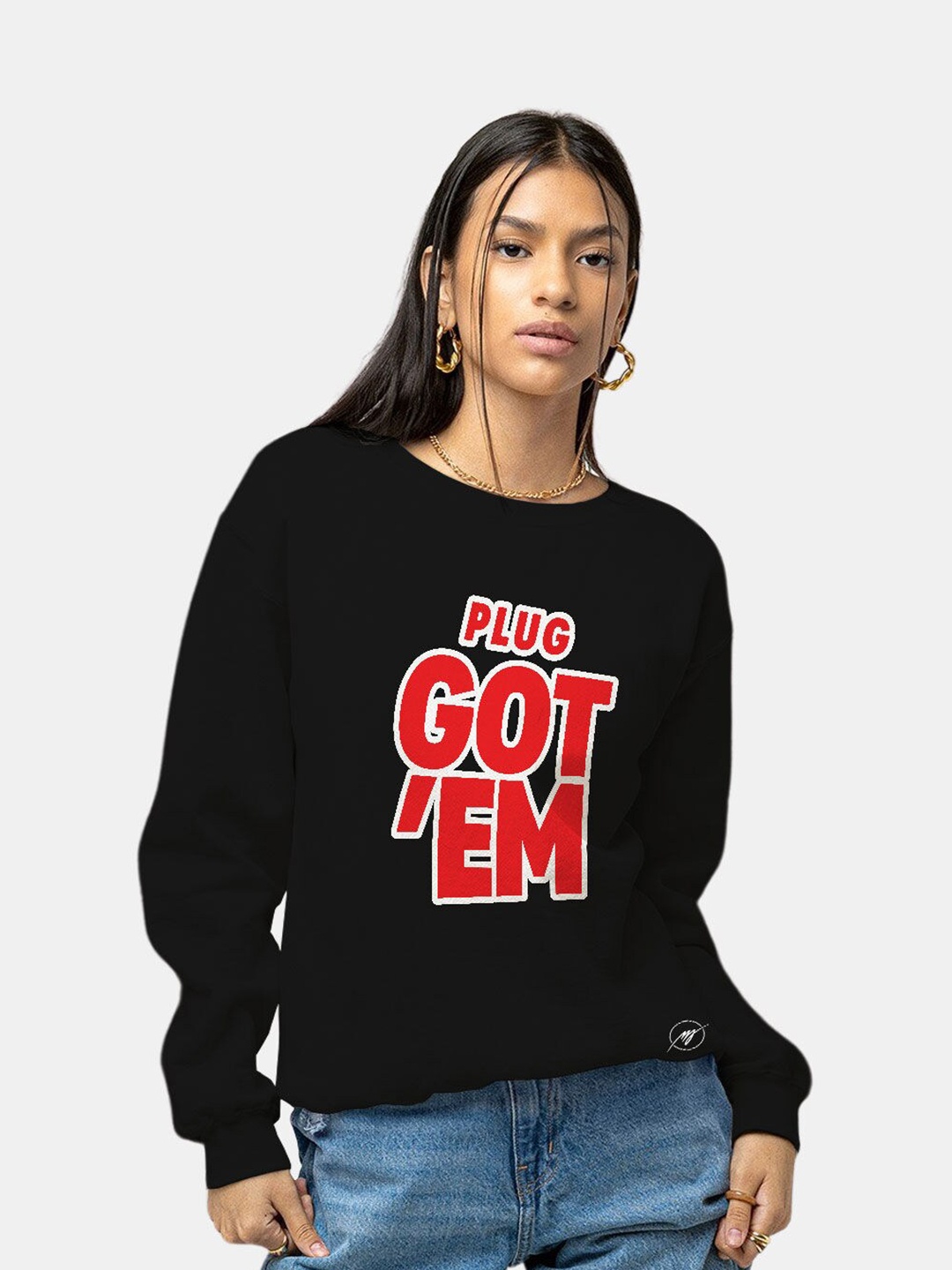 

macmerise Typography Printed Cotton Sweatshirt, Black