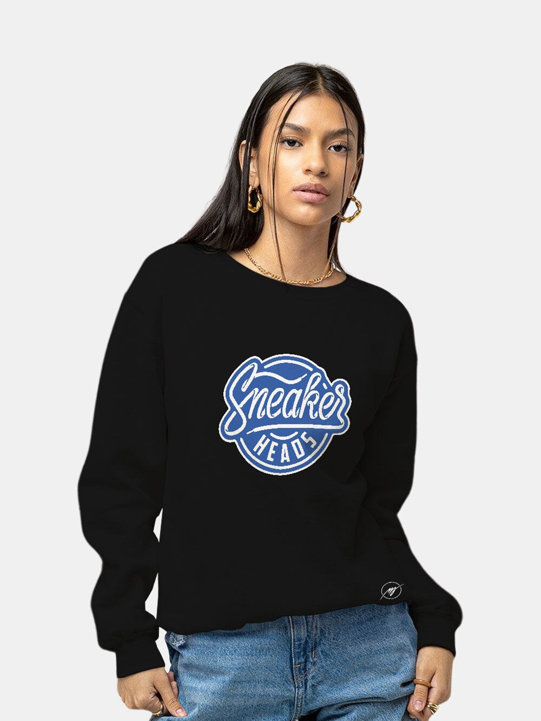 

macmerise Typography Printed Cotton Pullover, Black