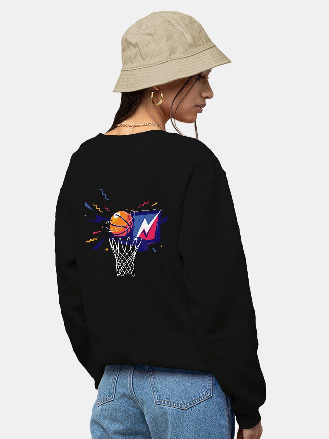 

macmerise Graphic Printed Cotton Sweatshirt, Black