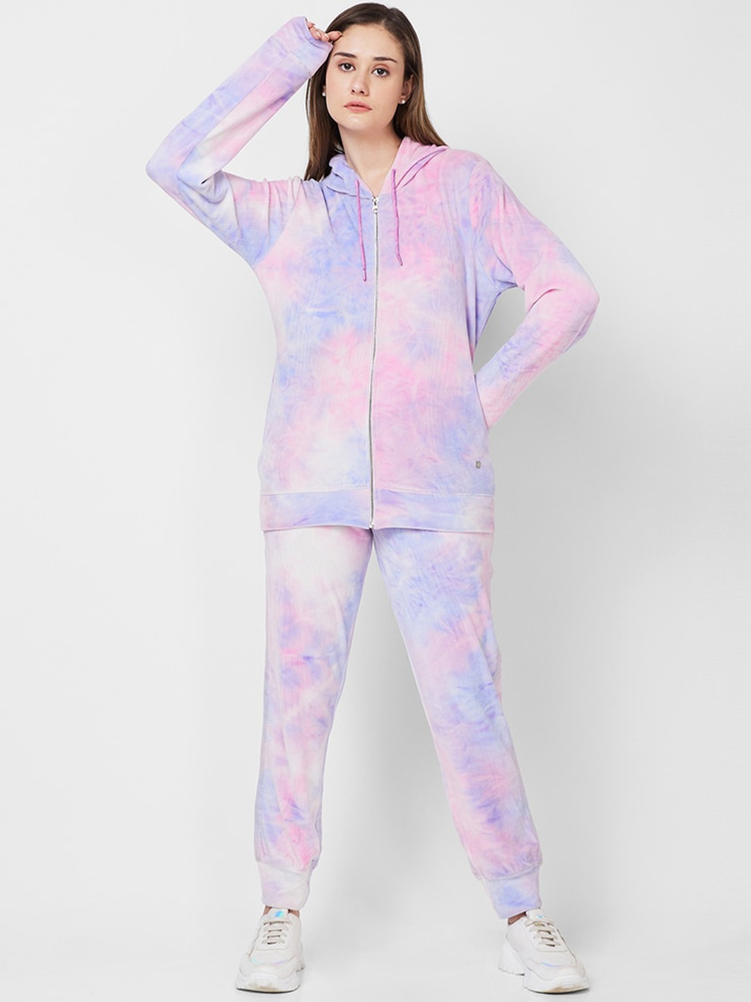 

XIN Tie & Dye Hooded Track Suit, Pink