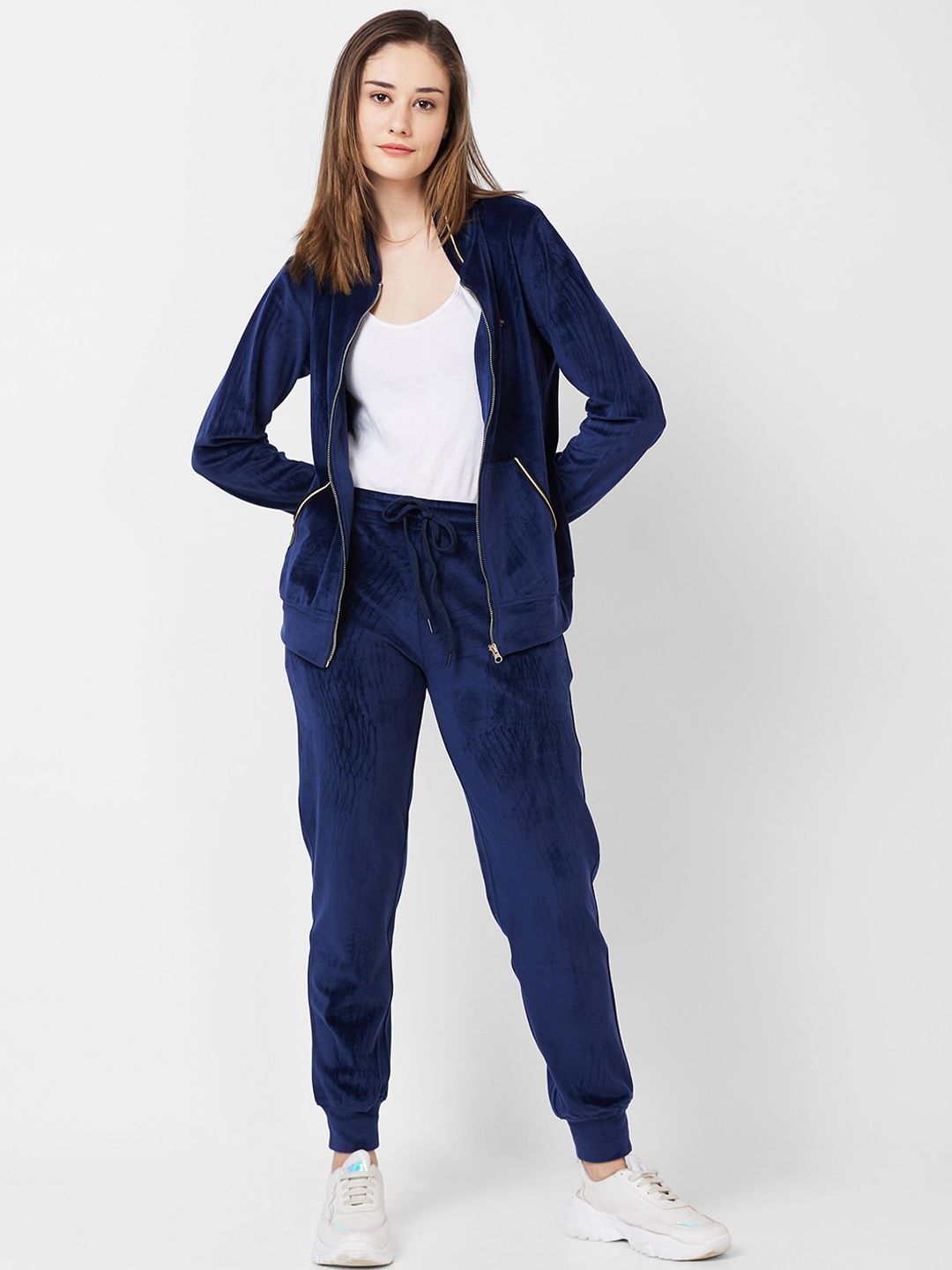 

XIN Mock Collar Front Open Tracksuits, Navy blue