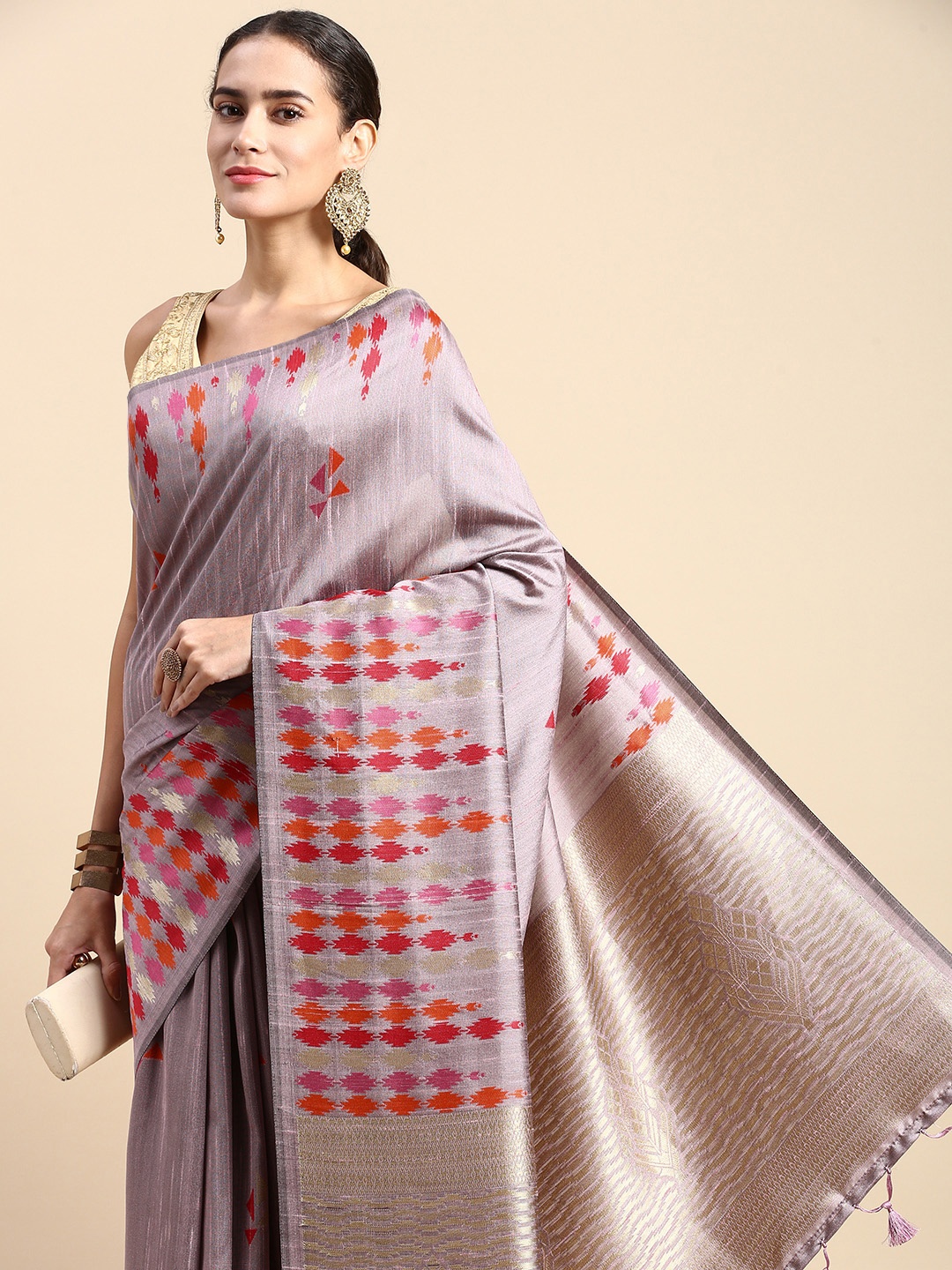 

VISHNU WEAVES Woven Design Zari Banarasi Saree, Mauve
