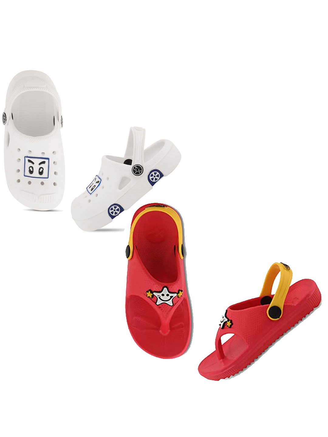 

Smartots Kids Set Of 2 Printed Clogs, White