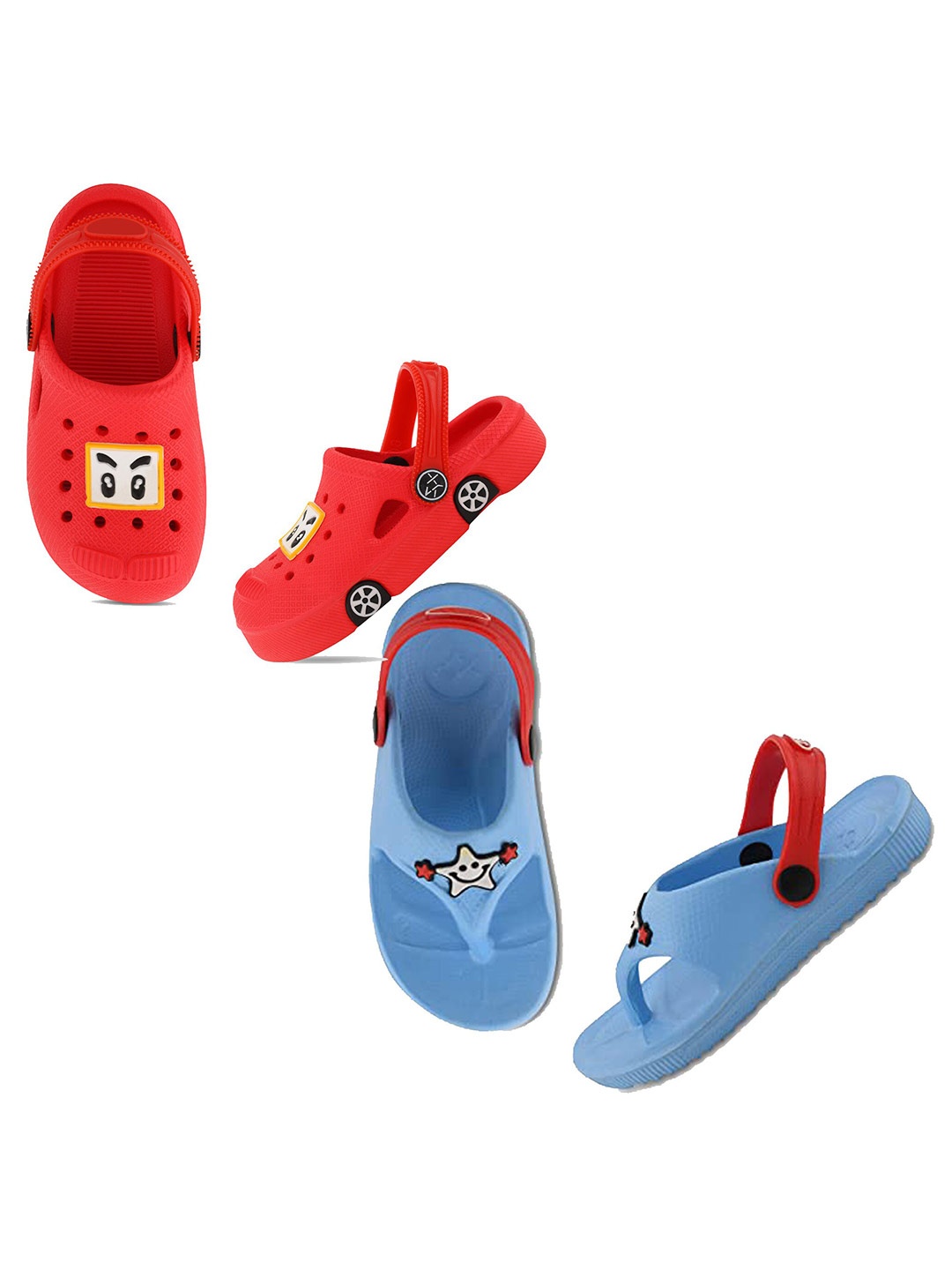 

Smartots Kids Set Of 2 Printed Clogs, Red