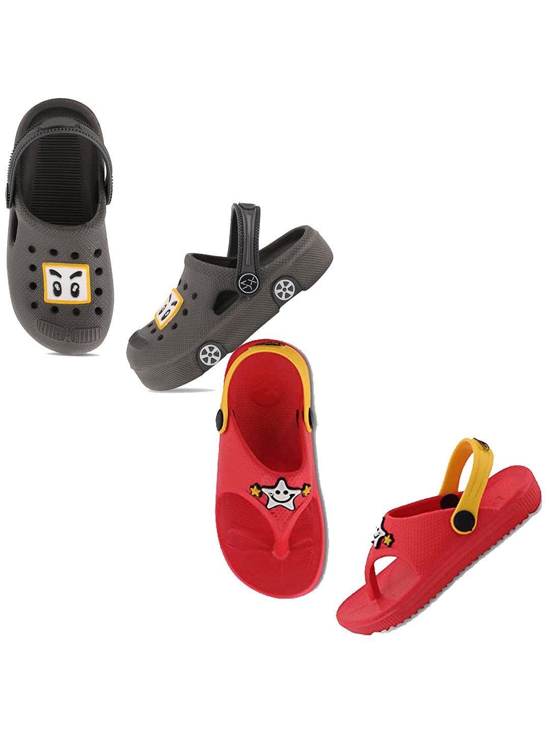 

Smartots Kids Set Of 2 Printed Clogs, Grey