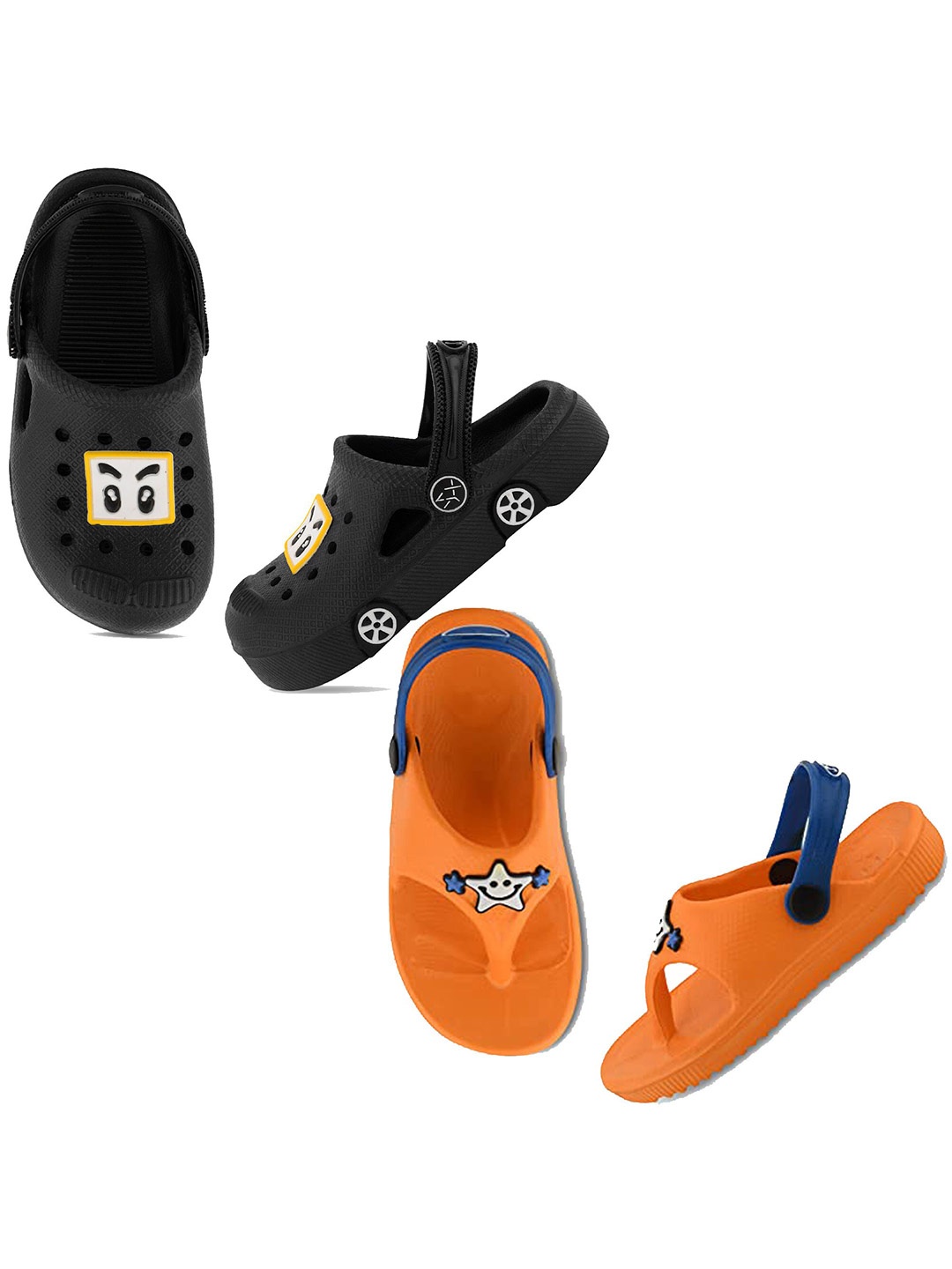 

Smartots Kids Set Of 2 Printed Clogs, Black