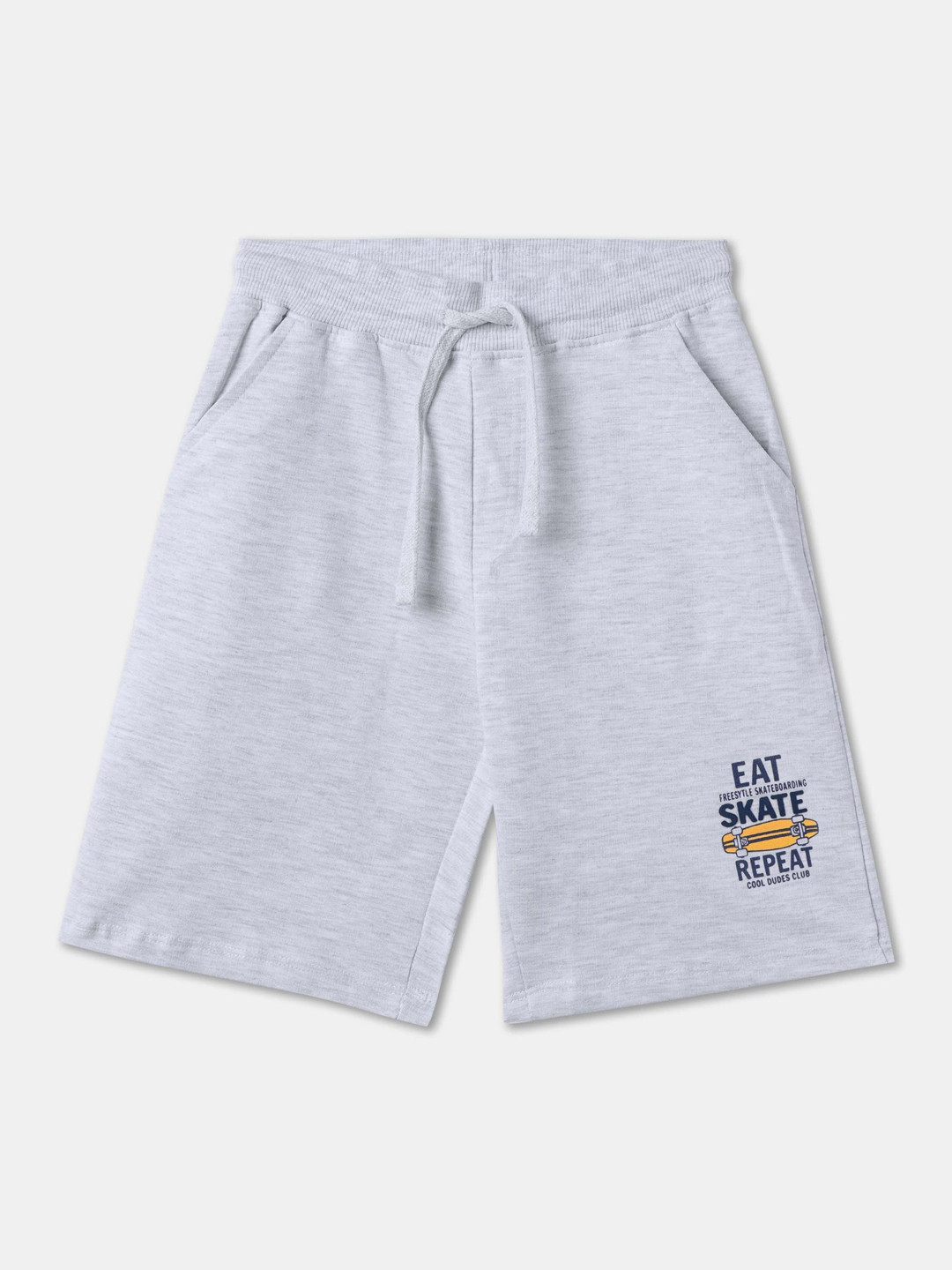 

R&B Boys Mid-Rise Cotton Shorts, Grey