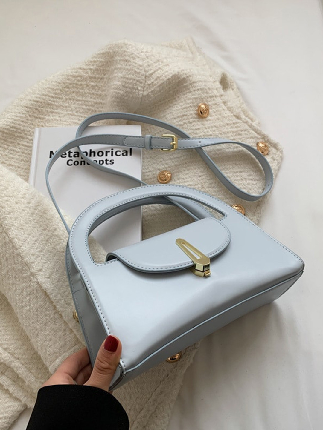 

Diana Korr Structured Satchel With Buckle, Blue