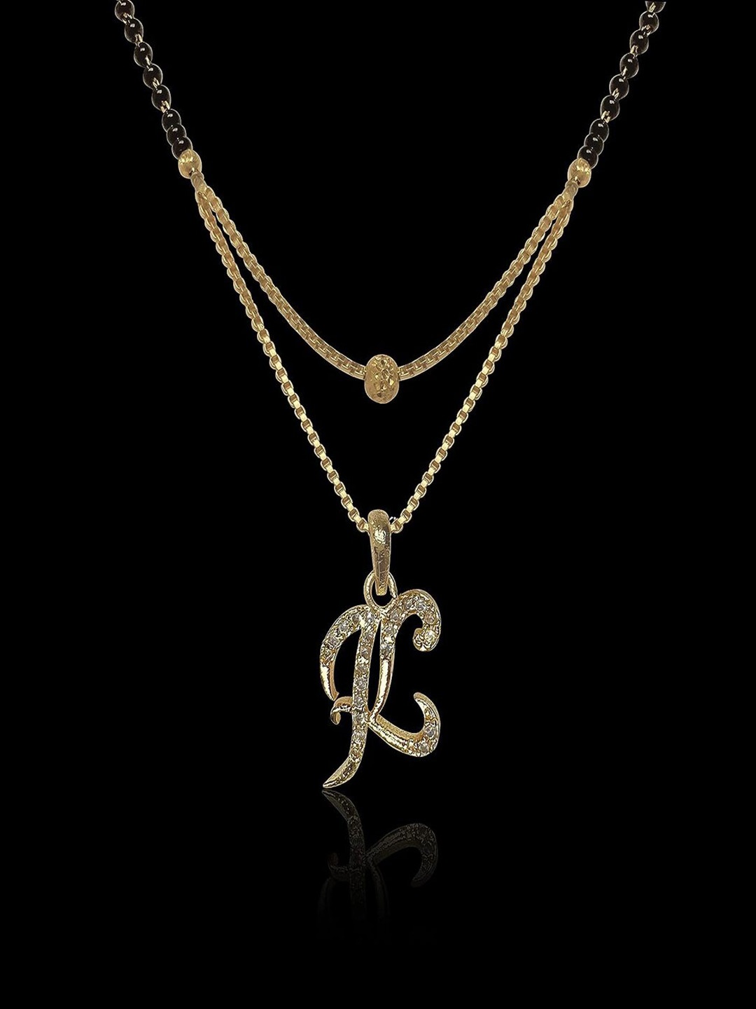 

ANNA CREATIONS Gold Plated Alphabet K Stone Studded & Beaded Mangalsutra