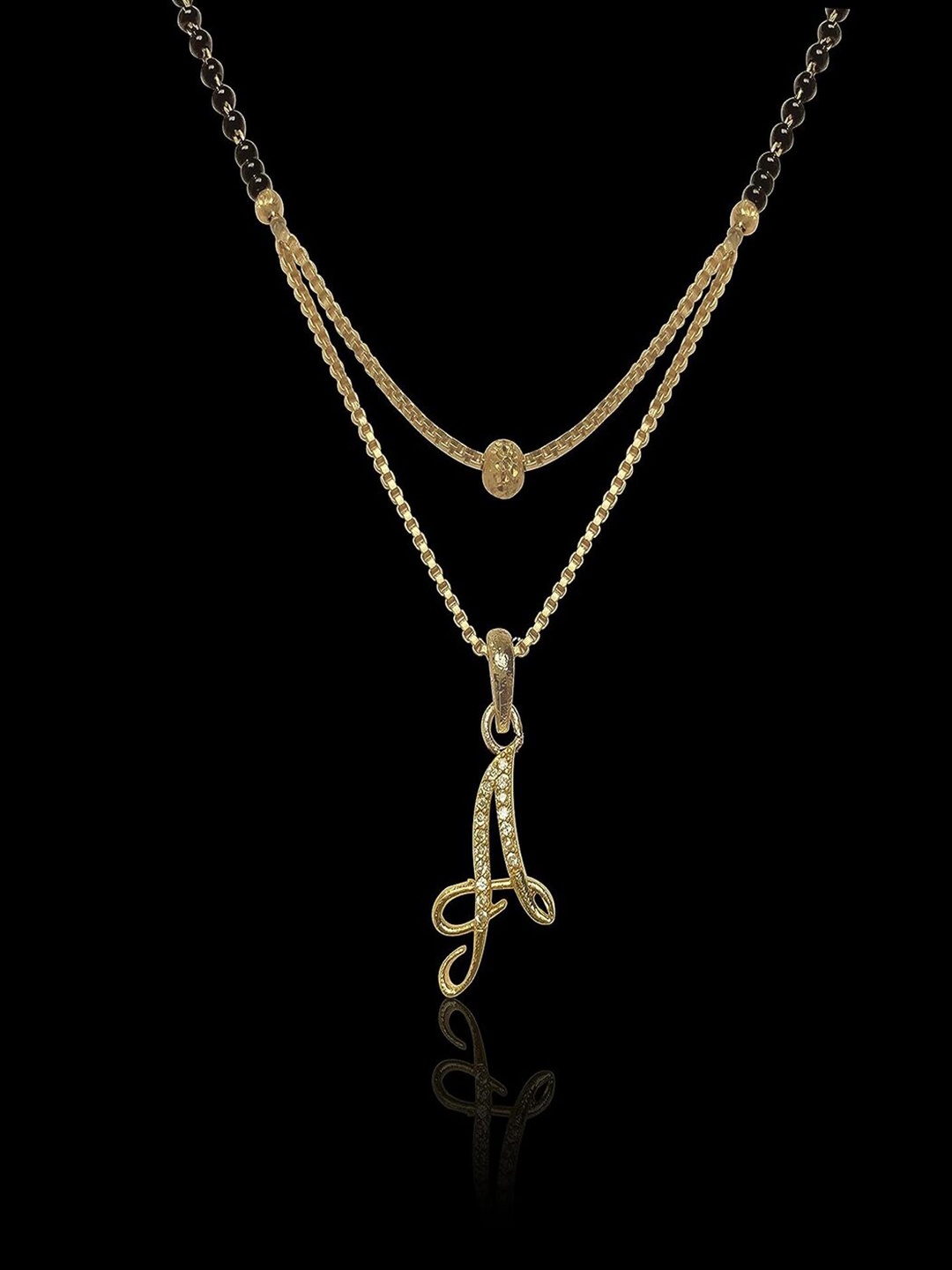

ANNA CREATIONS Gold-Plated Stone Studded & Beaded Mangalsutra