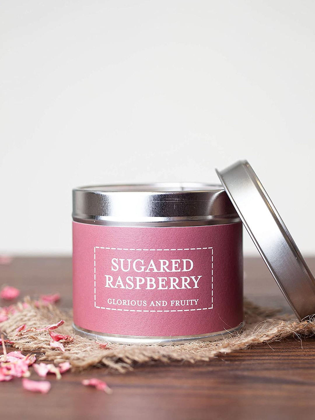 

Aromatic White & Pink Raspberry Scented Tin Jar Candle