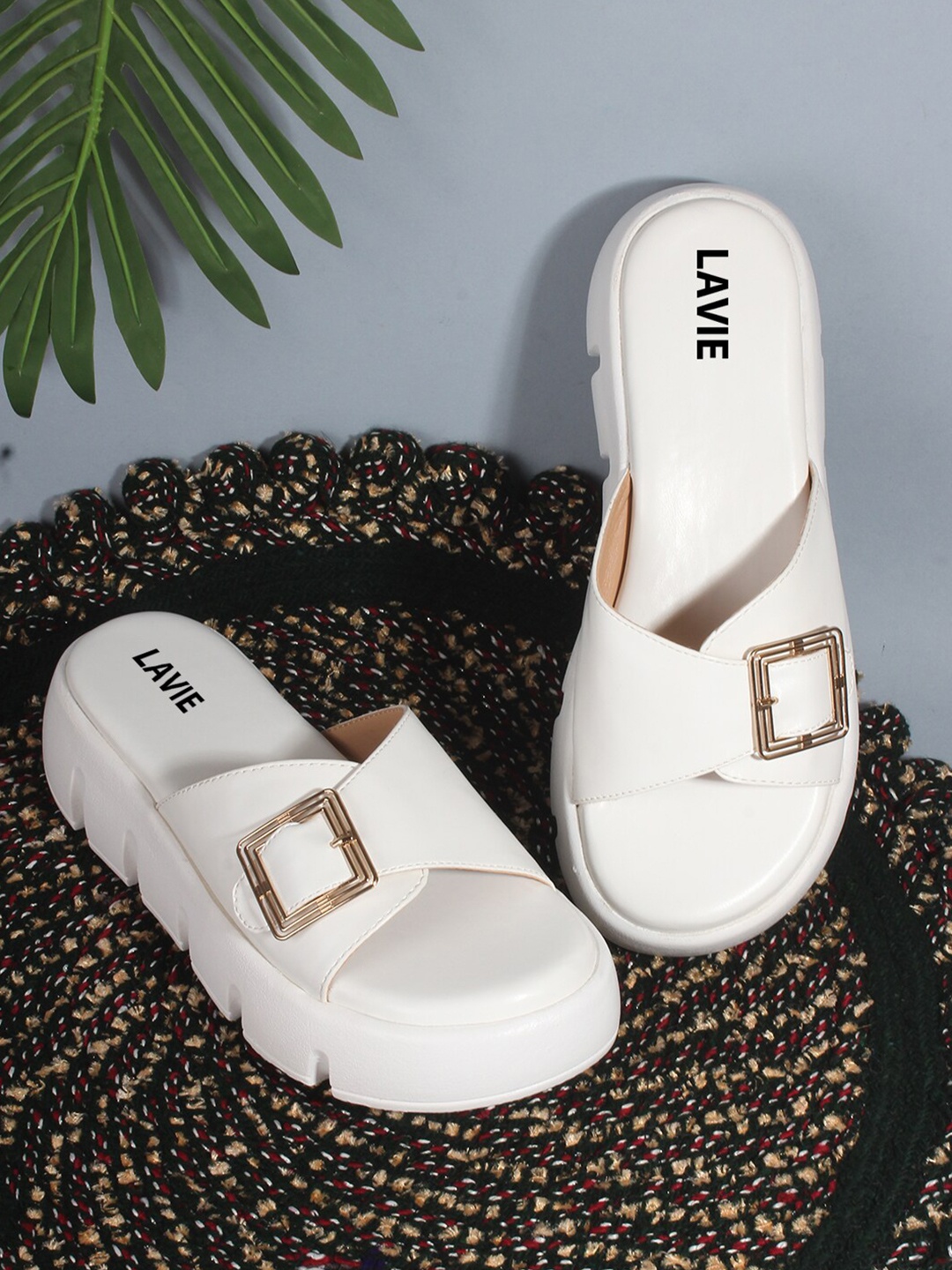 

Lavie Buckle Detail Flatform Heels, White