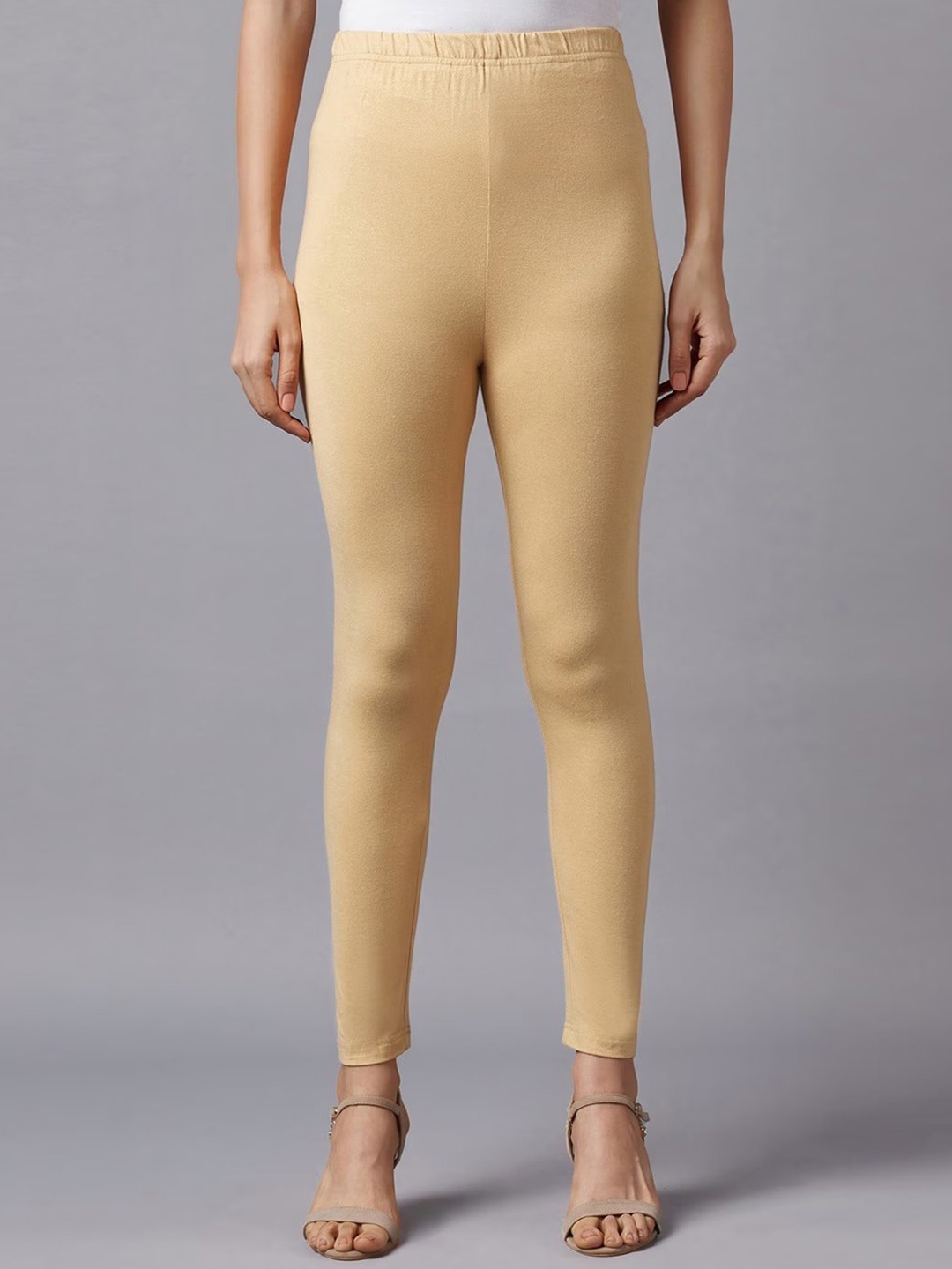 

BLACK SCISSOR High-Rise Ankle Length Leggings, Beige